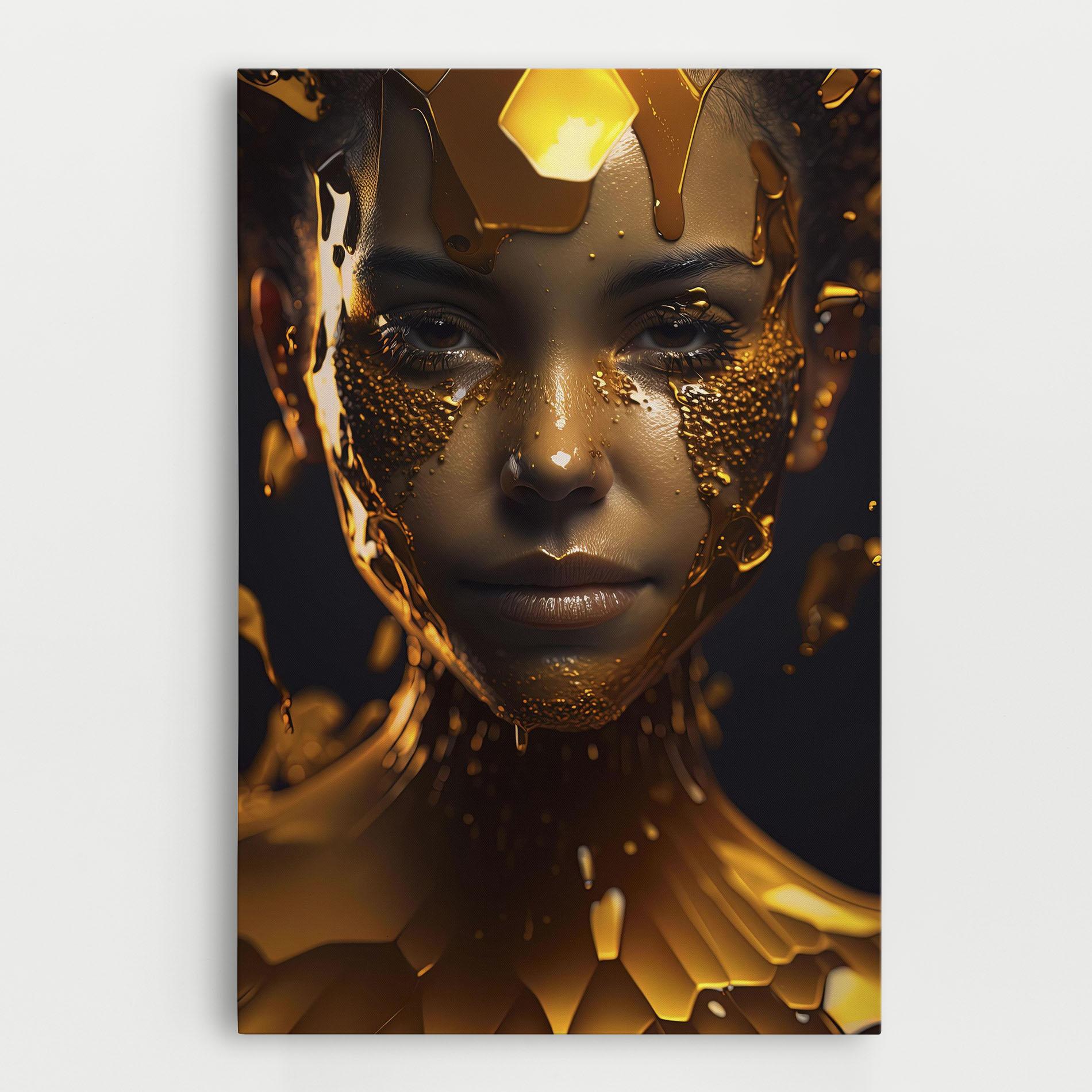 Tablou Canvas Gold Honeycomb Girl mockup 0