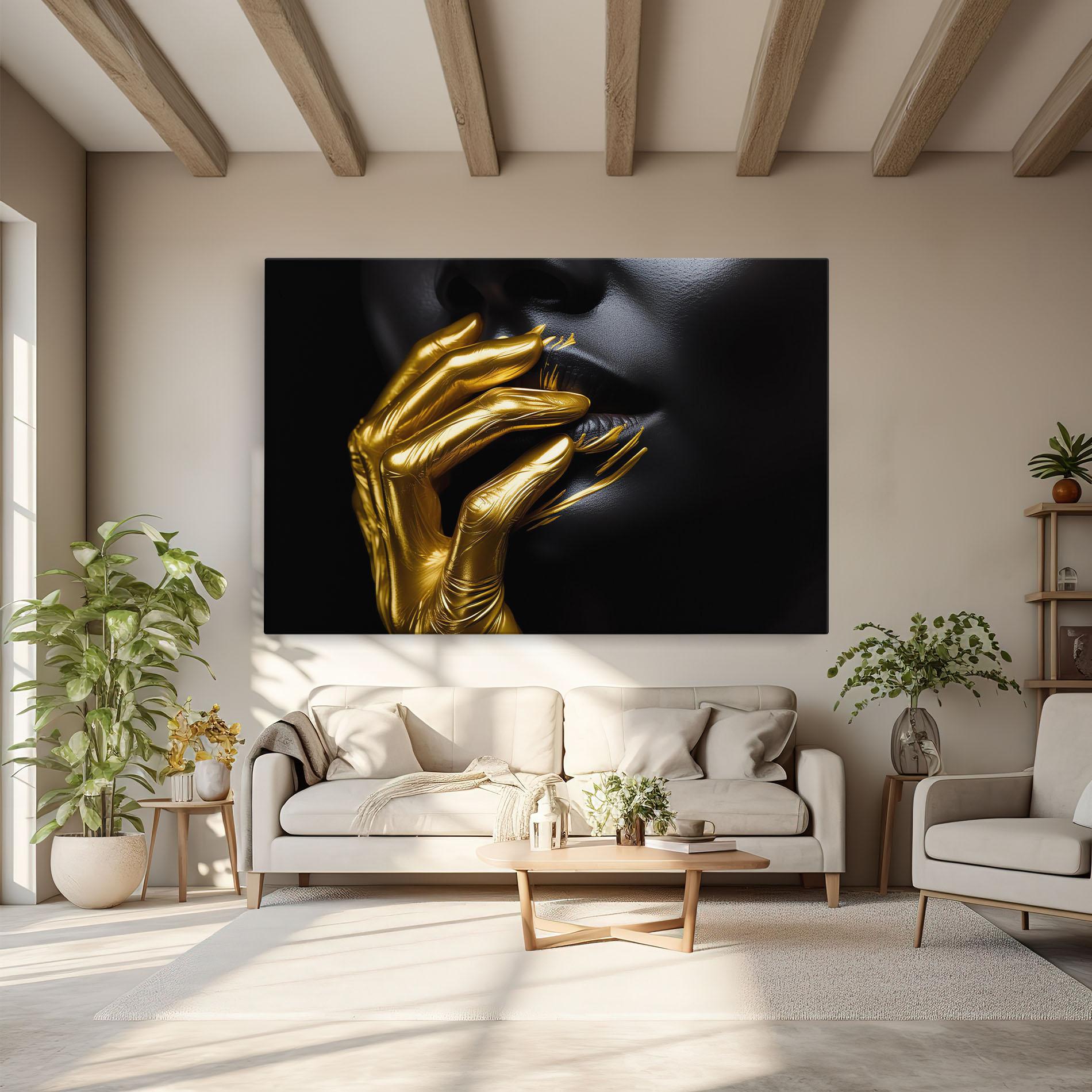 Tablou Canvas Gold Small Hand mockup 6