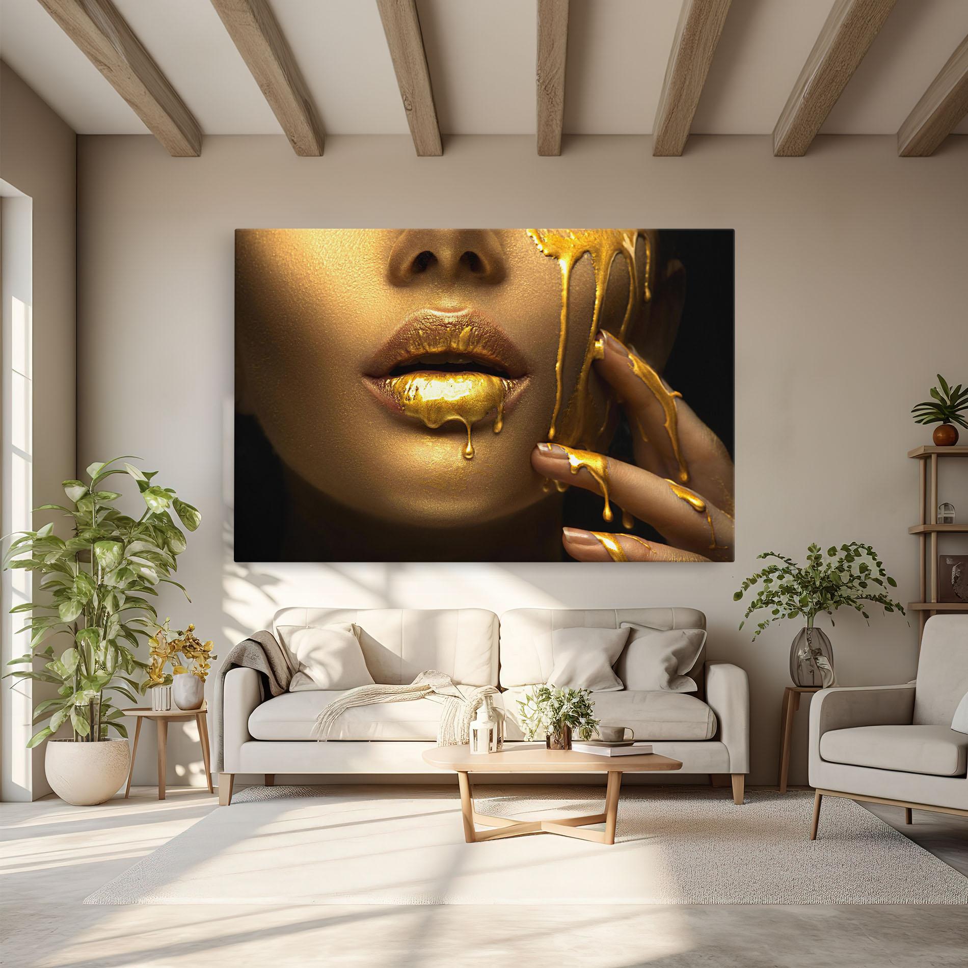 Tablou Canvas Golden Lips mockup 6