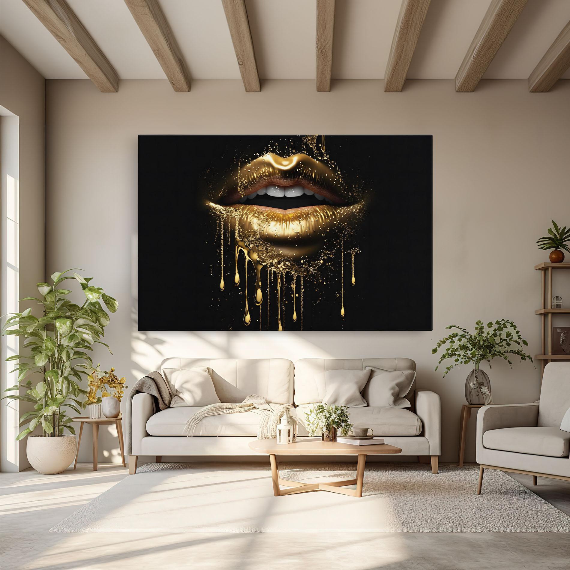 Tablou Canvas Golden Luxury Lips mockup 6