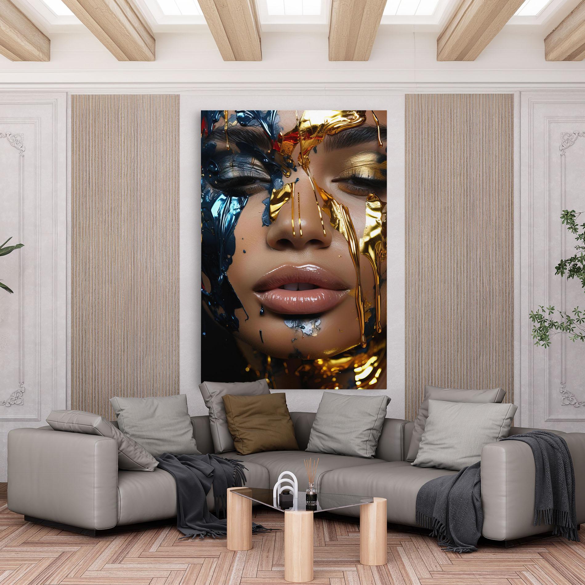 Tablou Canvas Blue Gold Paint Face mockup 6