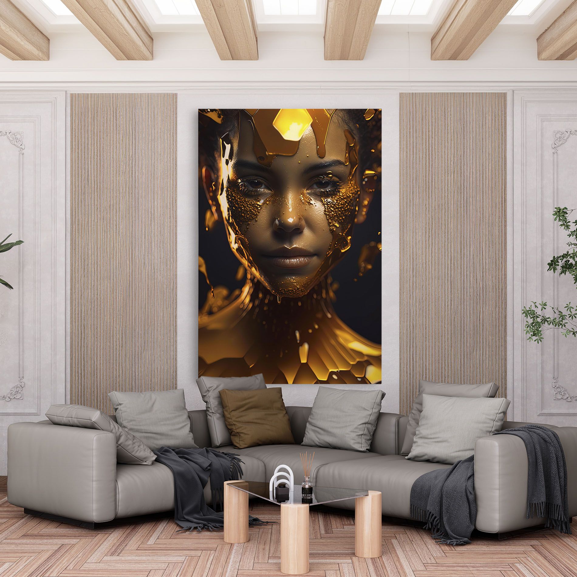 Gold Honeycomb Girl mockup 6