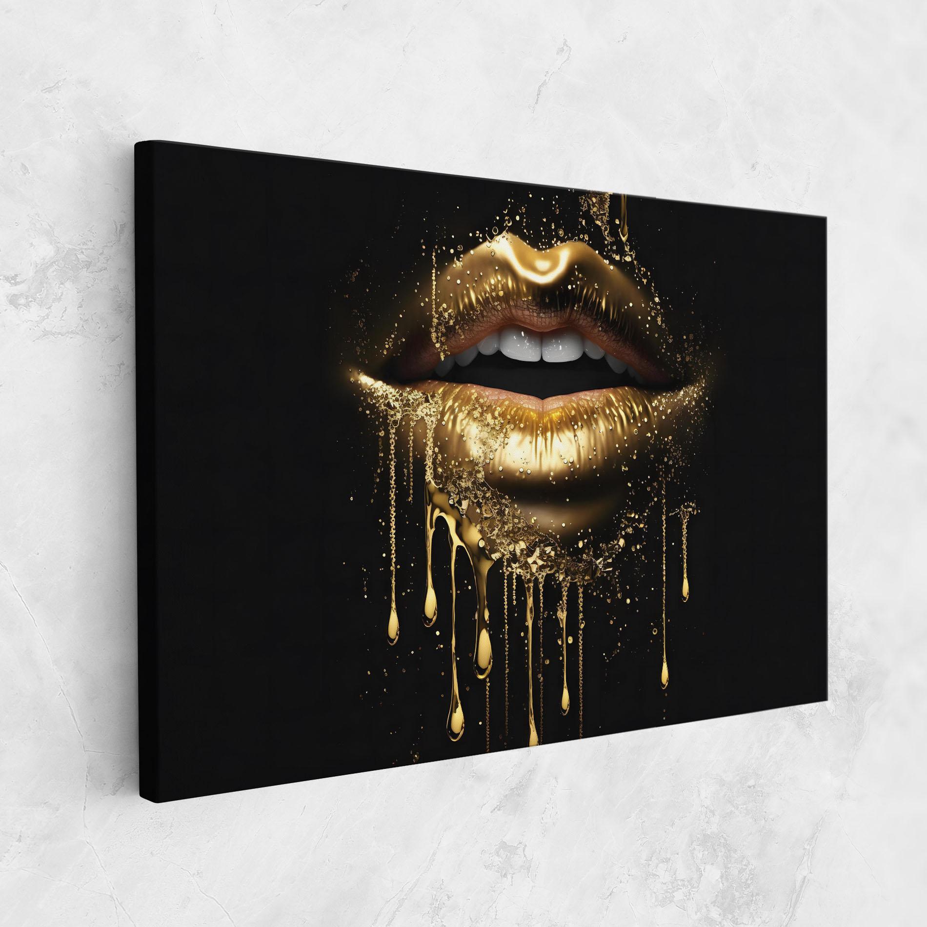 Tablou Canvas Golden Luxury Lips mockup 1