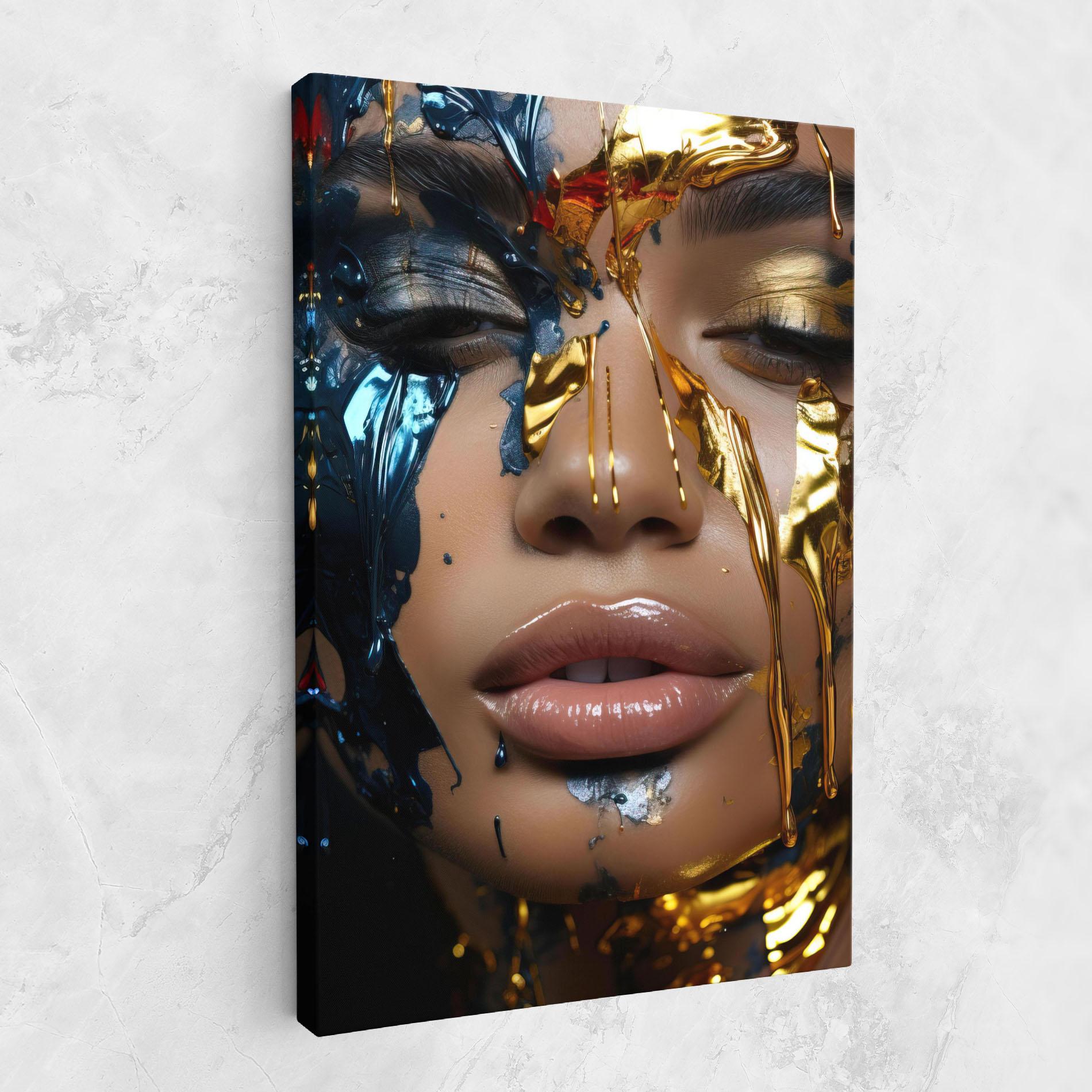 Tablou Canvas Blue Gold Paint Face mockup 1