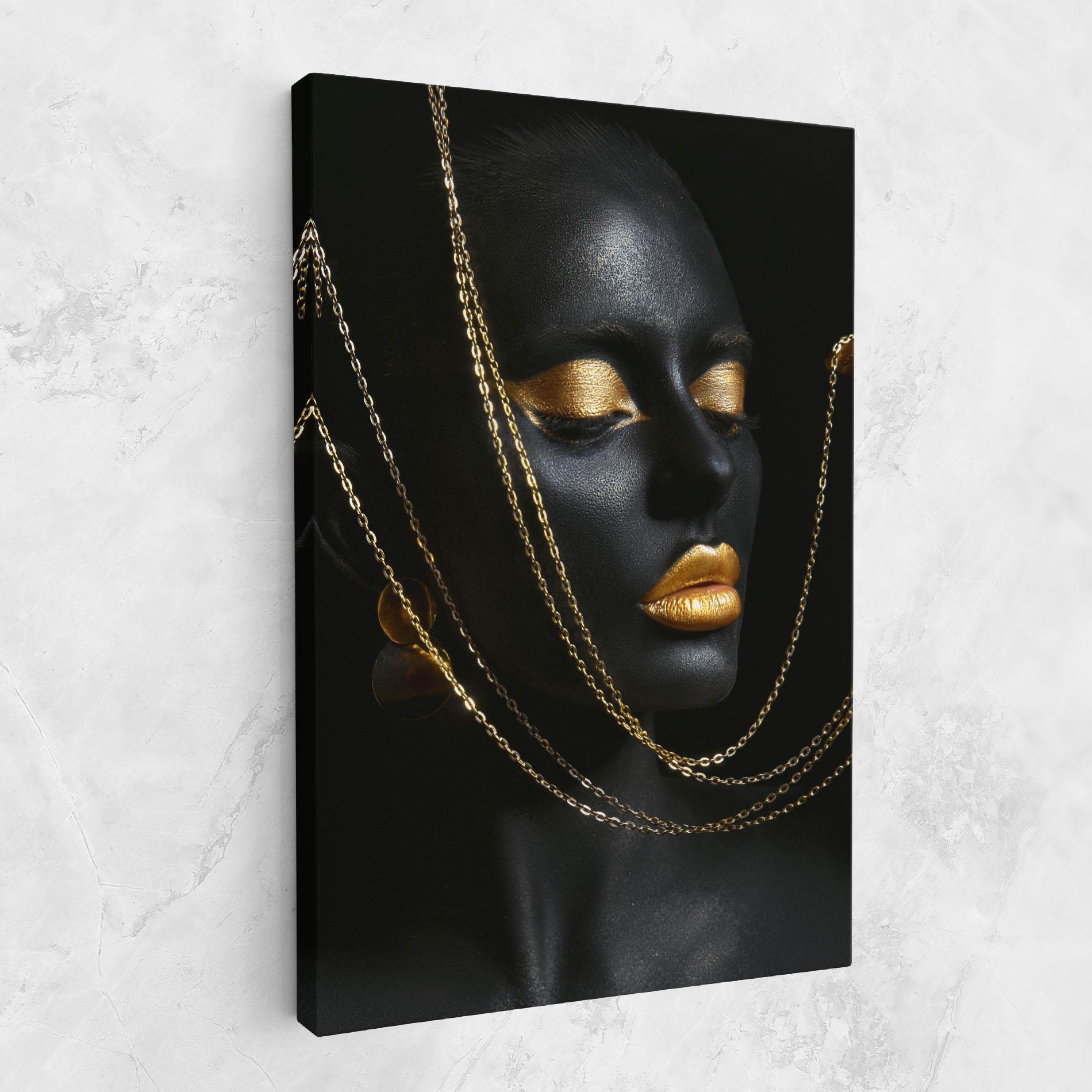 Tablou Canvas Chain Gold Lips mockup 1