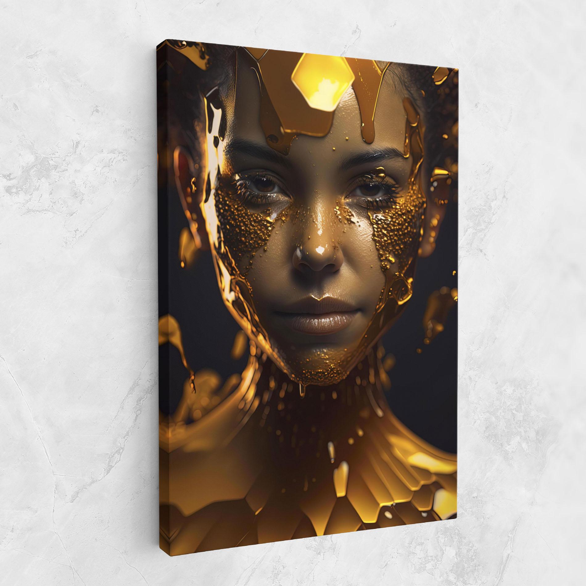 Tablou Canvas Gold Honeycomb Girl mockup 1