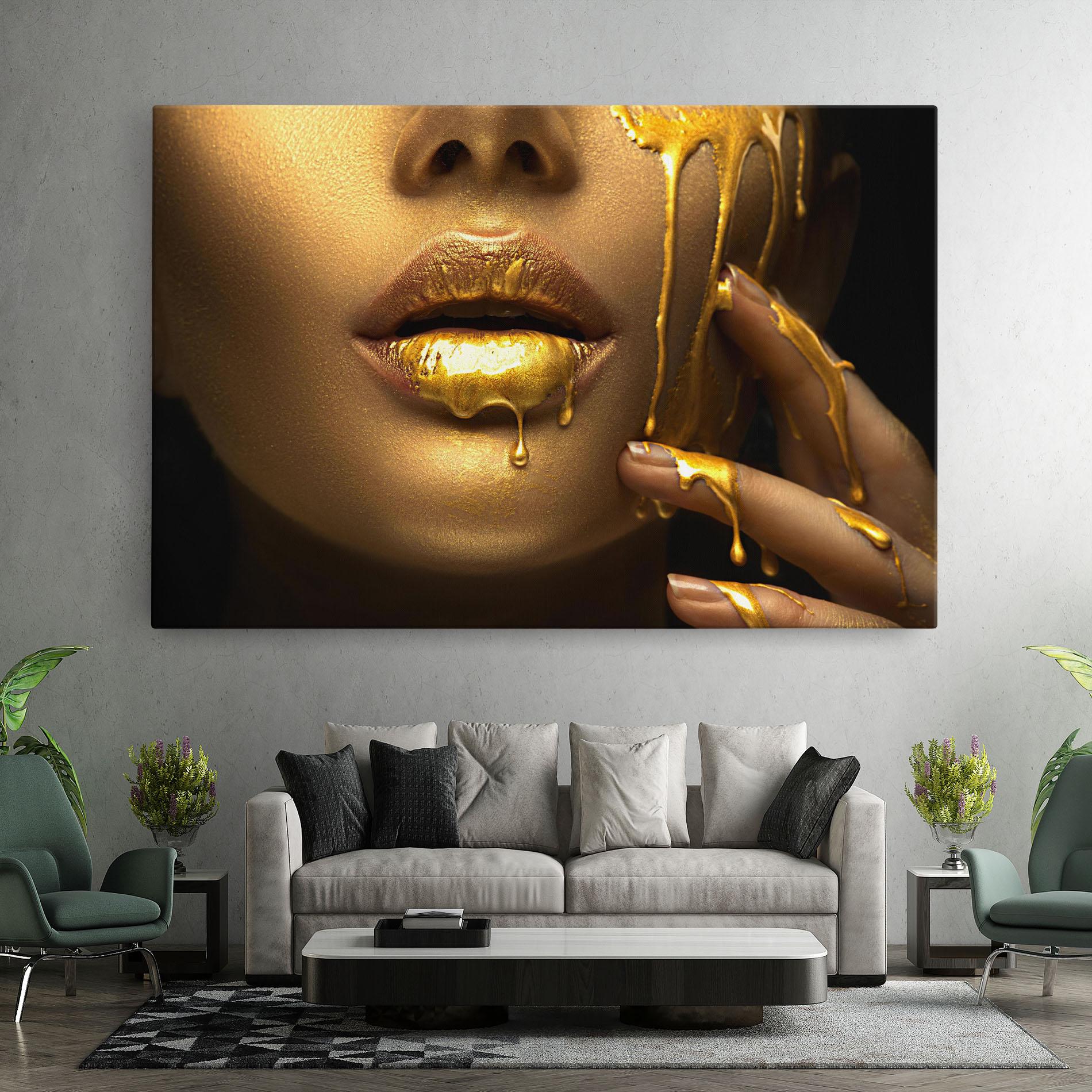 Tablou Canvas Golden Lips mockup 7