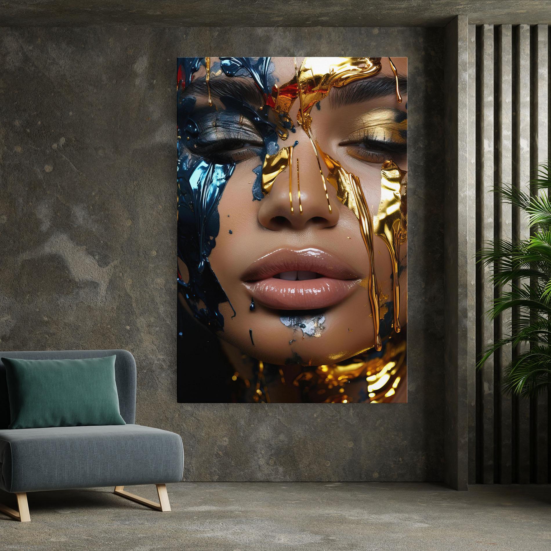 Tablou Canvas Blue Gold Paint Face mockup 7