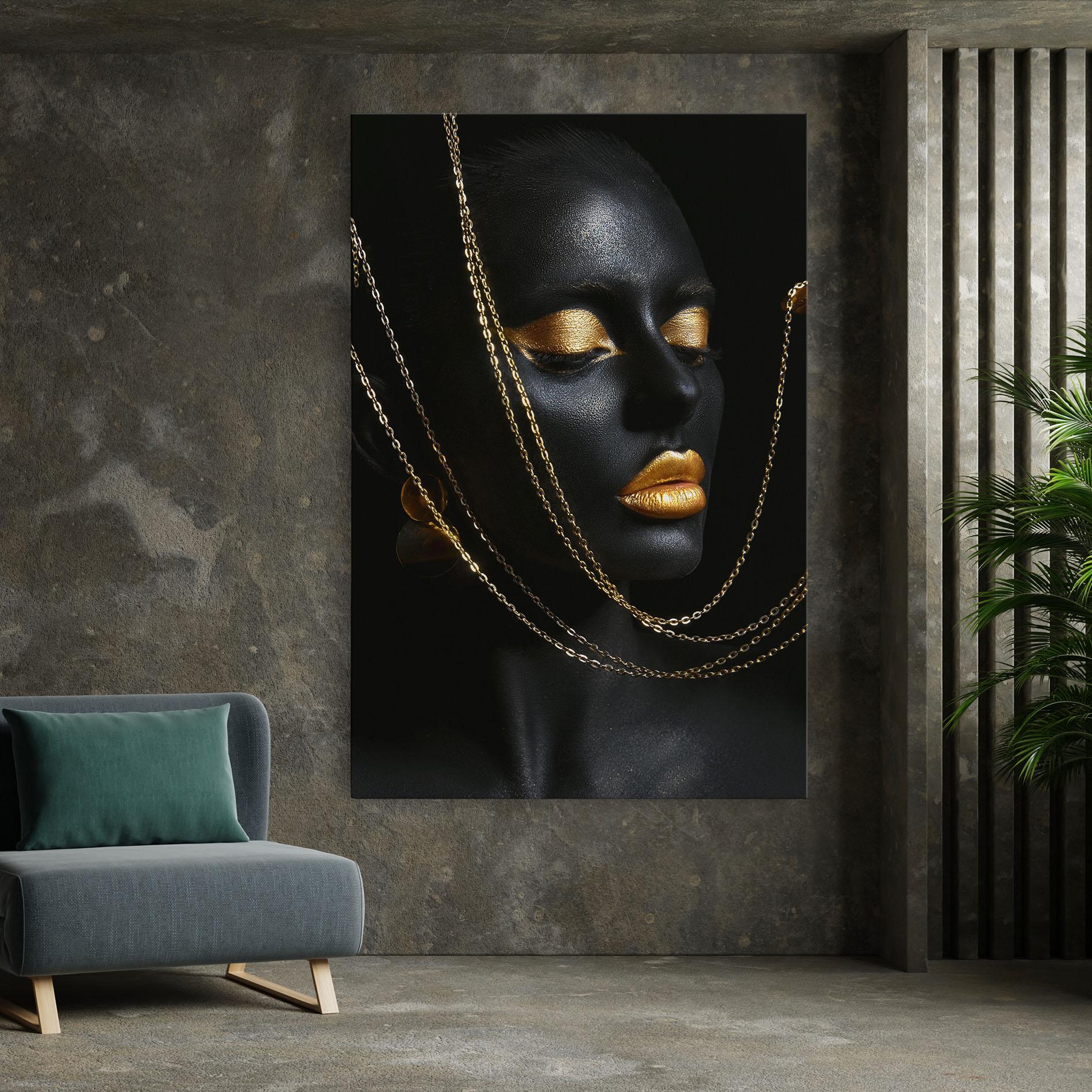 Tablou Canvas Chain Gold Lips mockup 7