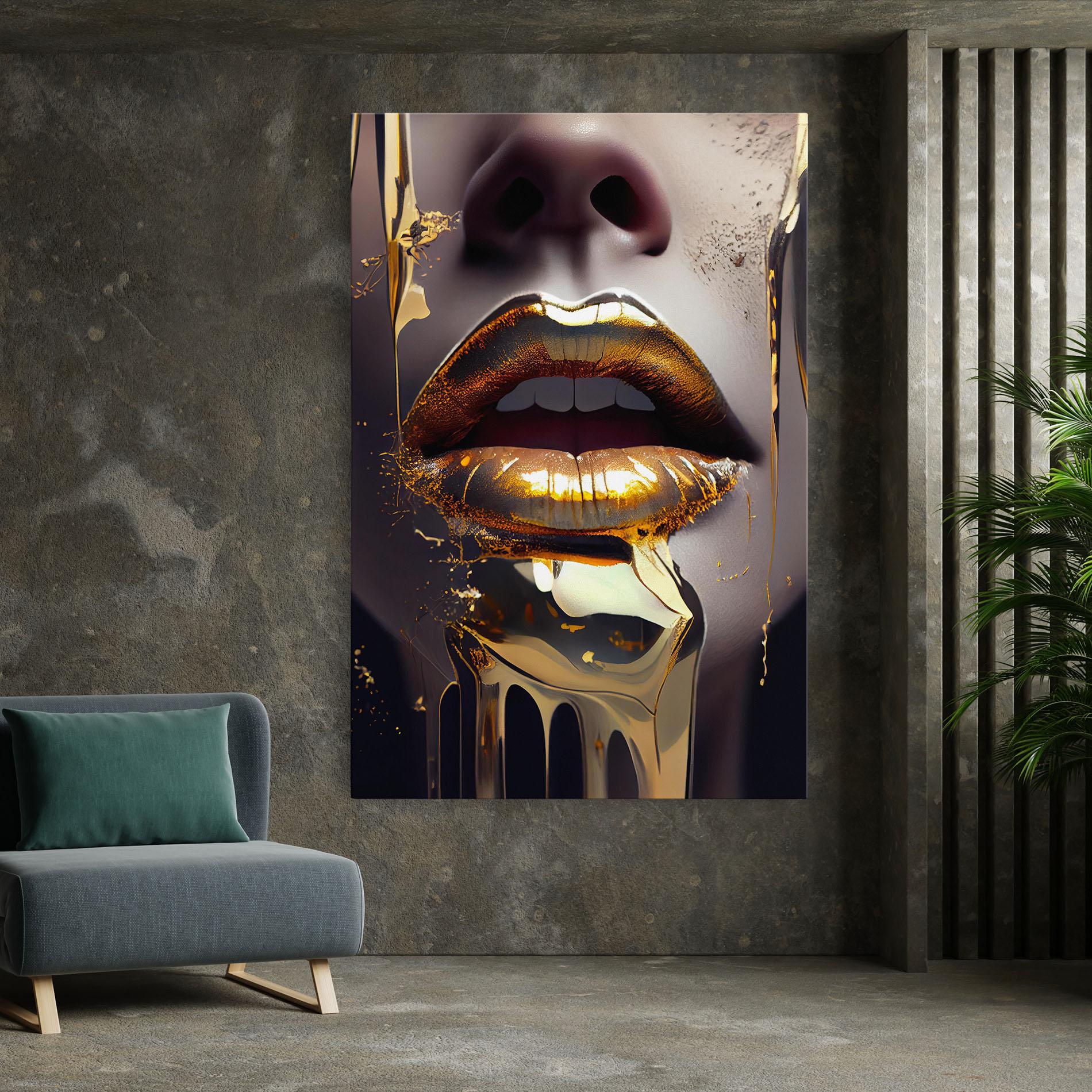 Tablou Canvas Glamorous Gold Lips mockup 7