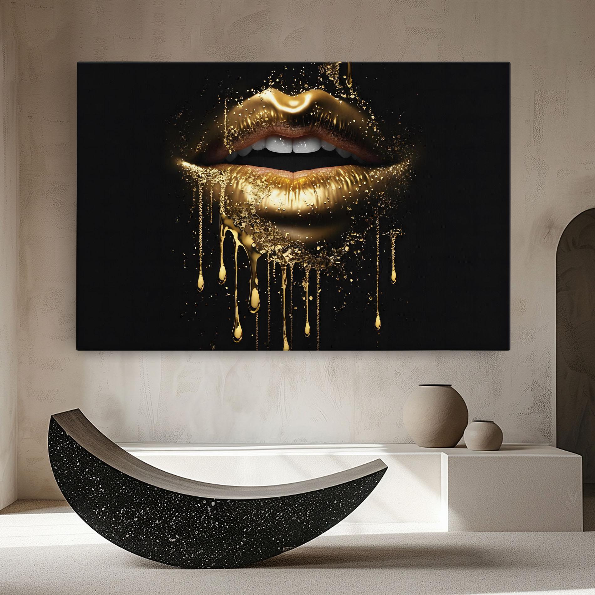 Tablou Canvas Golden Luxury Lips mockup 8