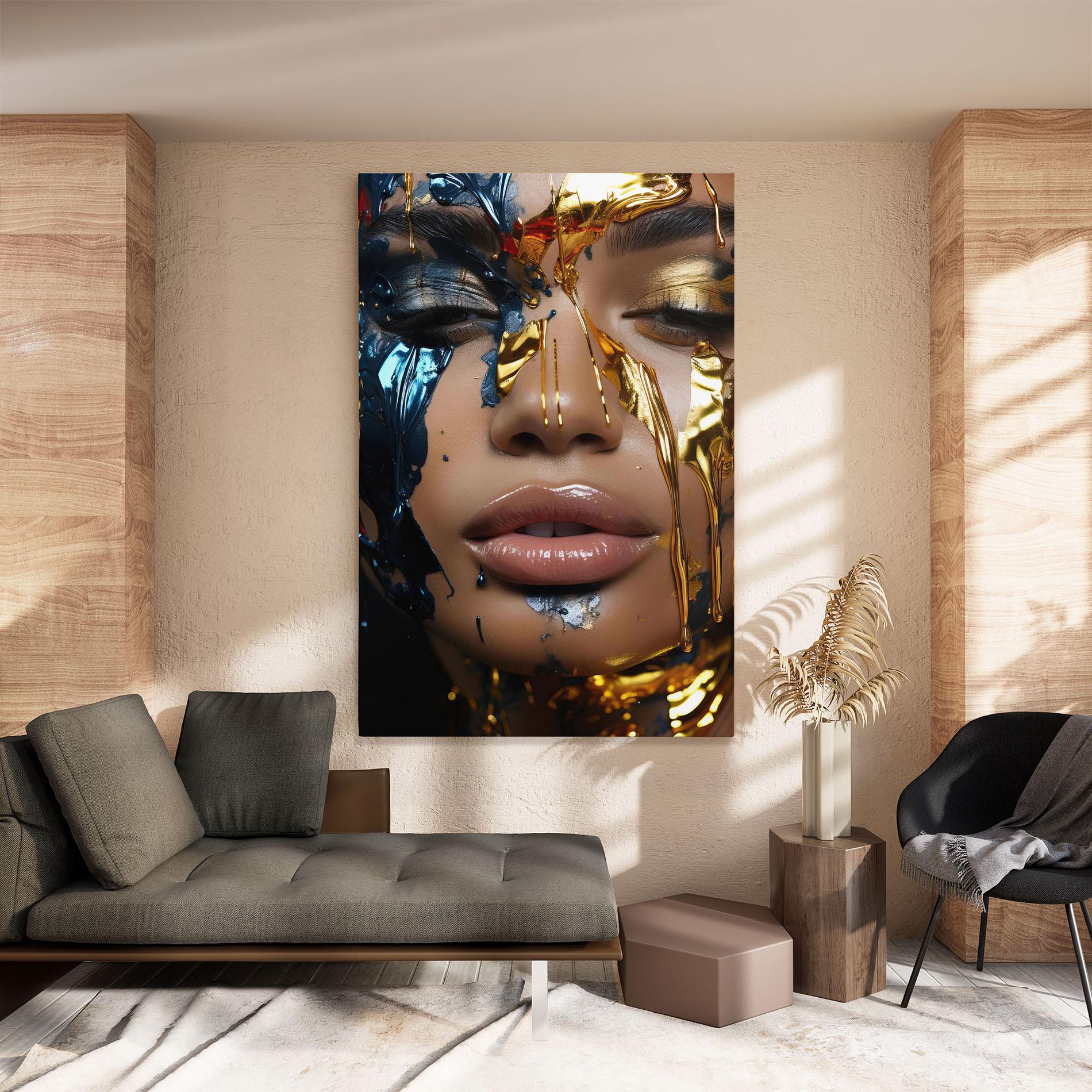 Tablou Canvas Blue Gold Paint Face mockup 8