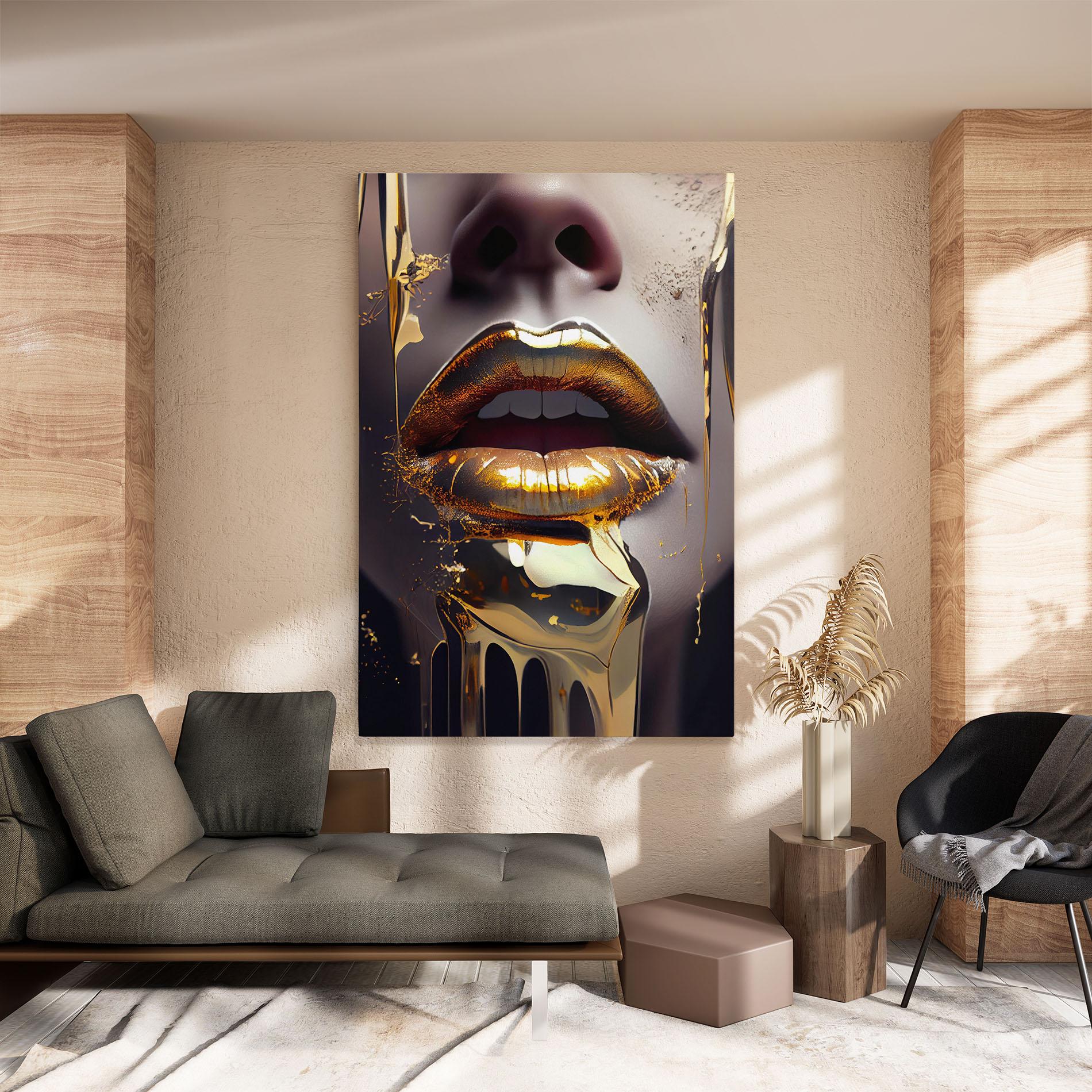 Tablou Canvas Glamorous Gold Lips mockup 8