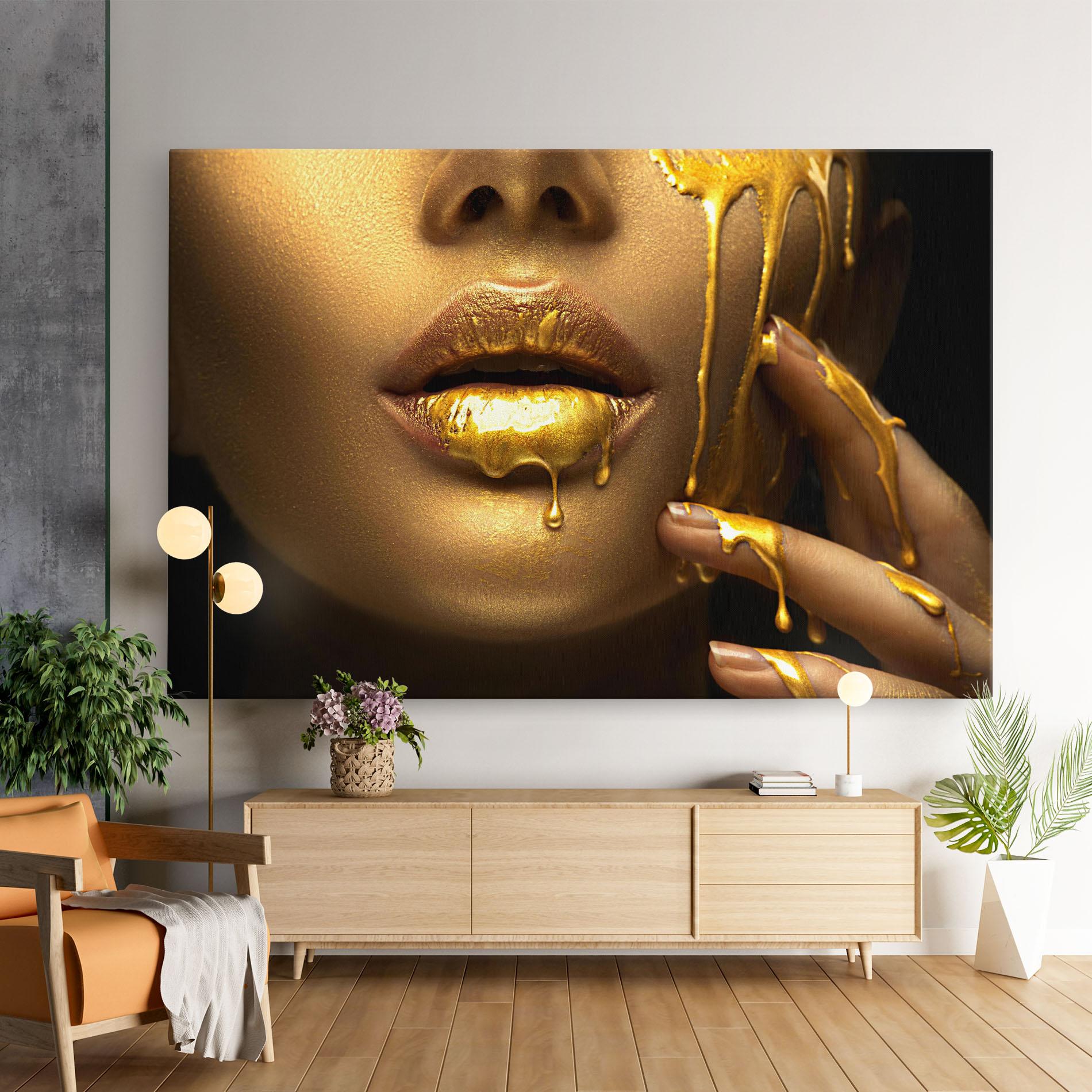 Tablou Canvas Golden Lips mockup 9