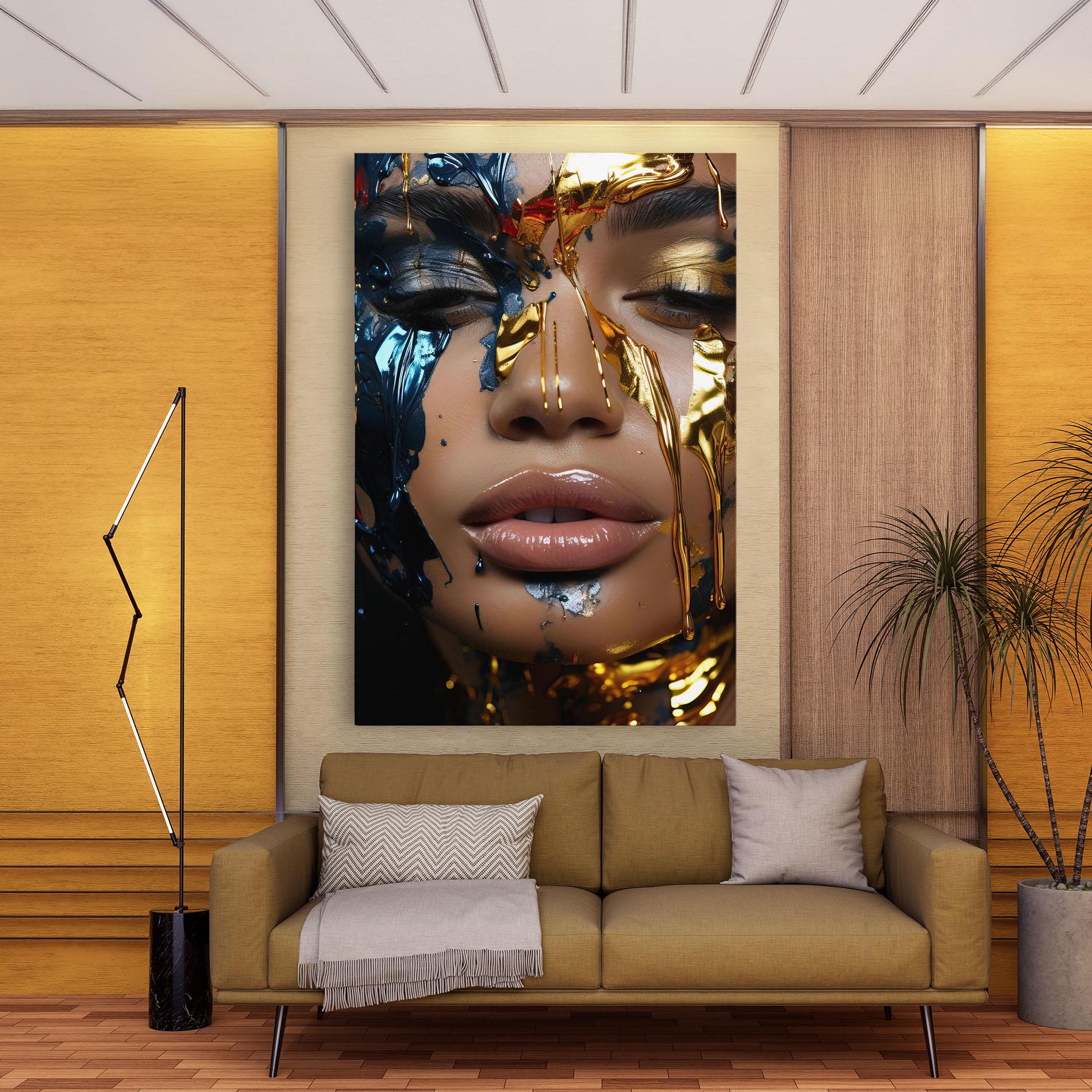 Tablou Canvas Blue Gold Paint Face mockup 9