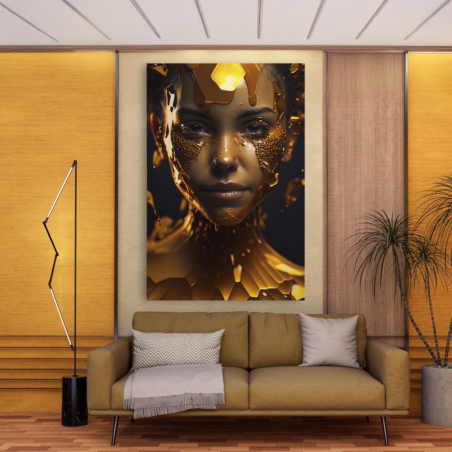 Tablou Canvas Gold Honeycomb Girl mockup 9