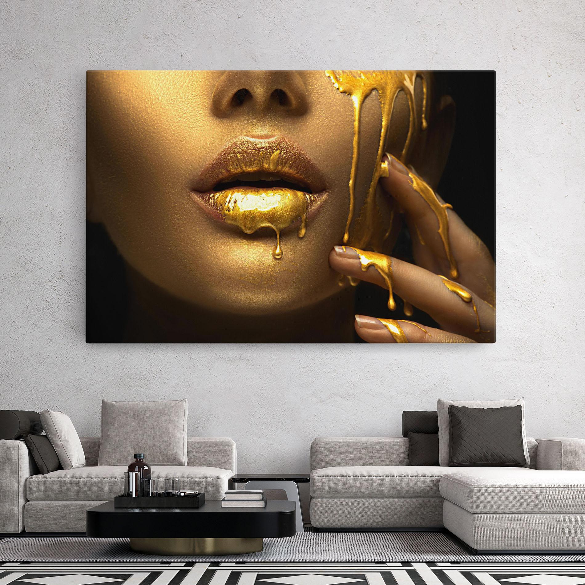 Tablou Canvas Golden Lips mockup 2