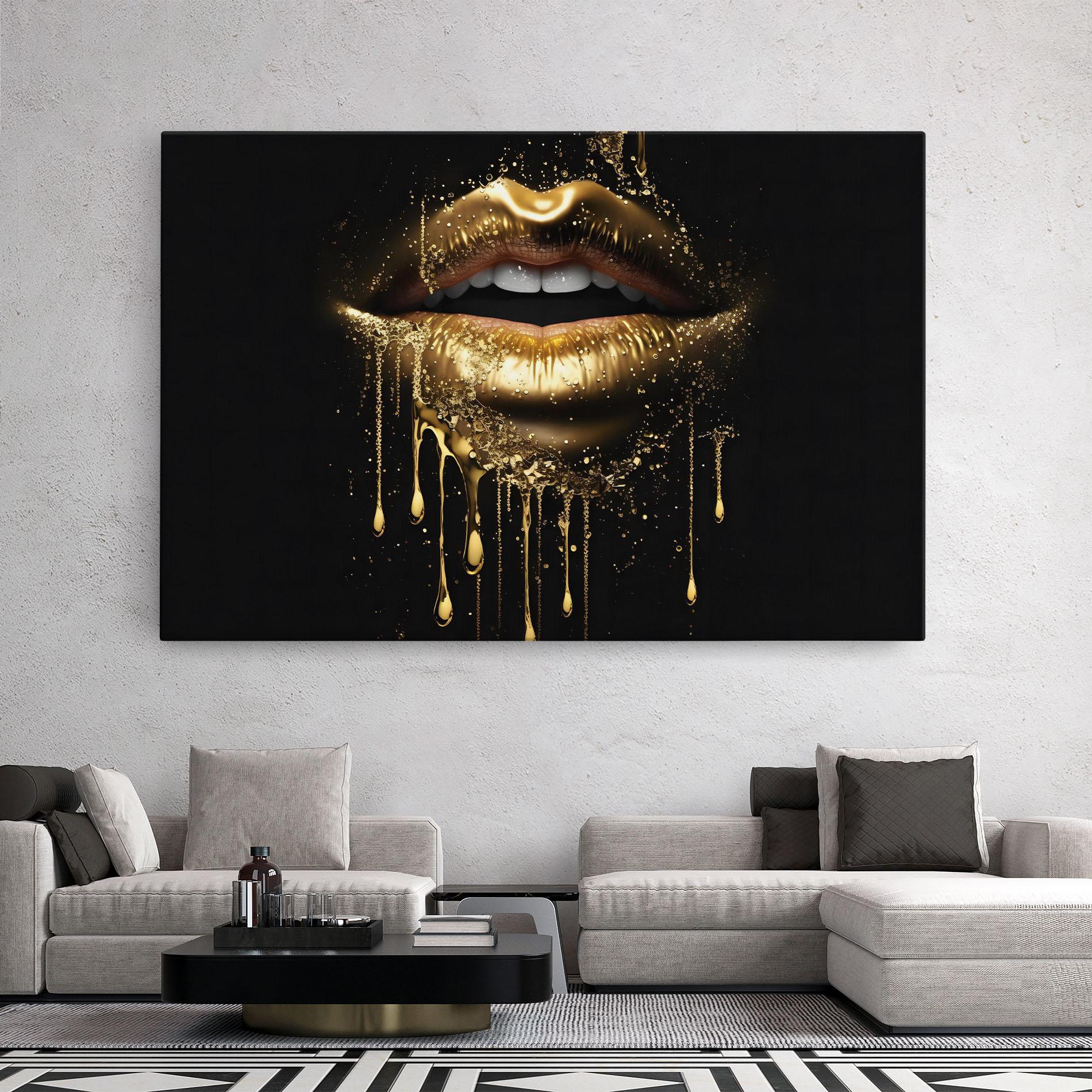 Tablou Canvas Golden Luxury Lips mockup 2
