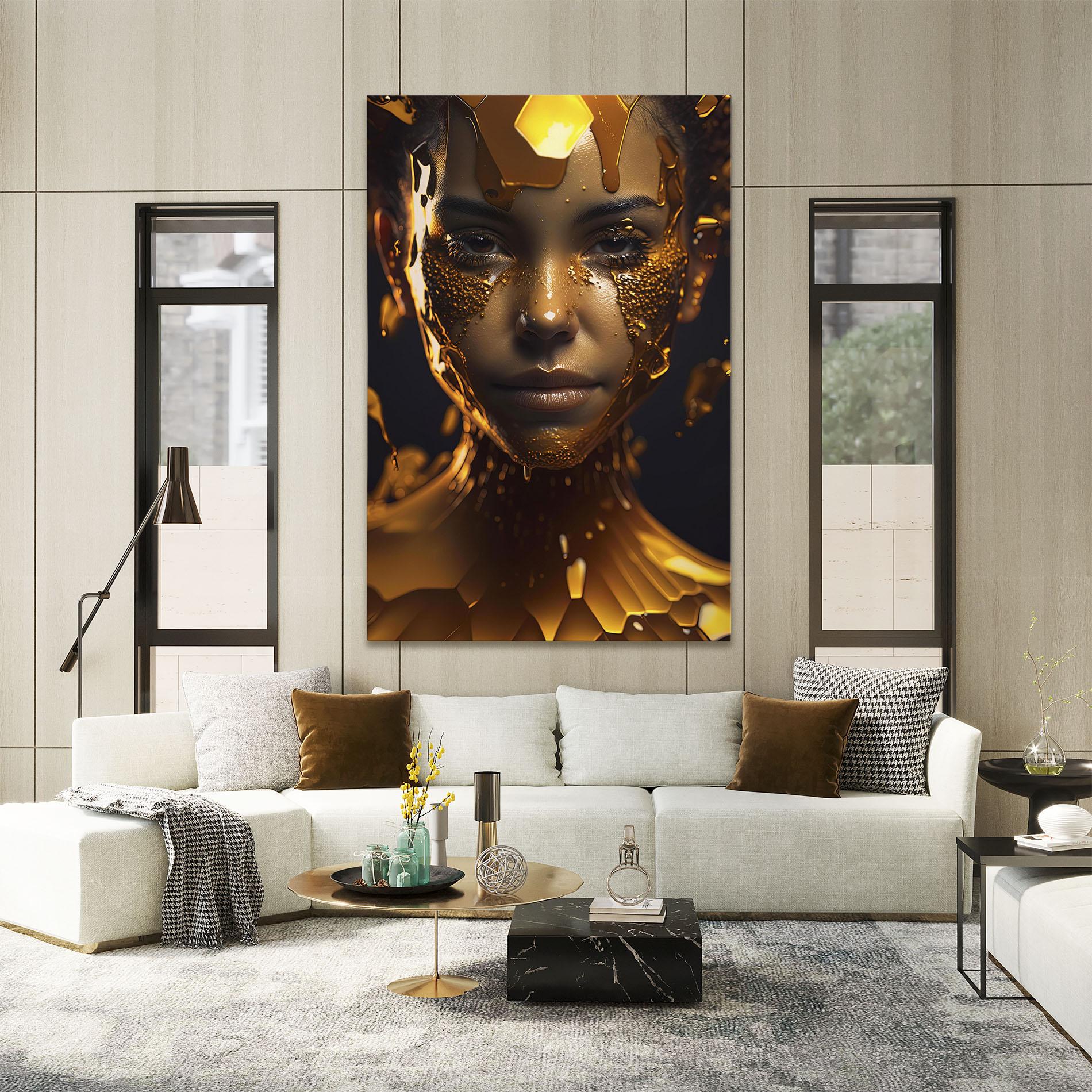 Tablou Canvas Gold Honeycomb Girl mockup 2