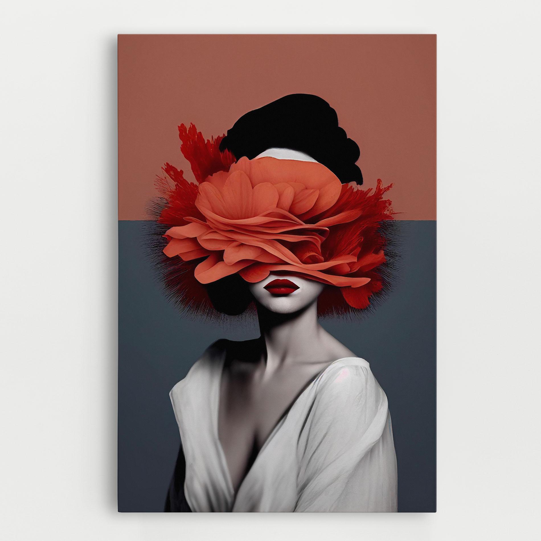 Tablou Canvas Red Flower Woman mockup 0