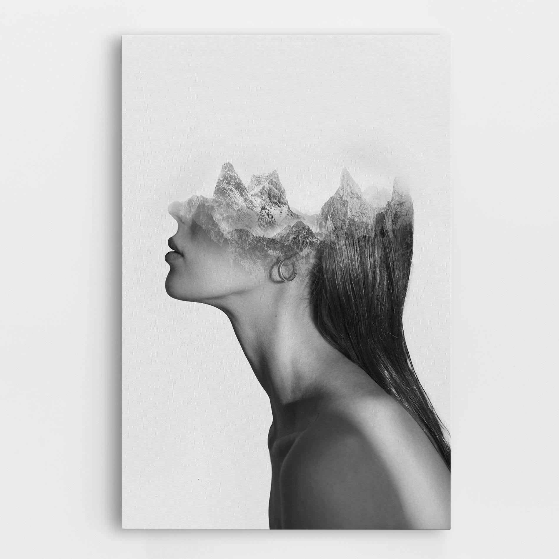 Tablou Canvas Woman Mountains View mockup 0