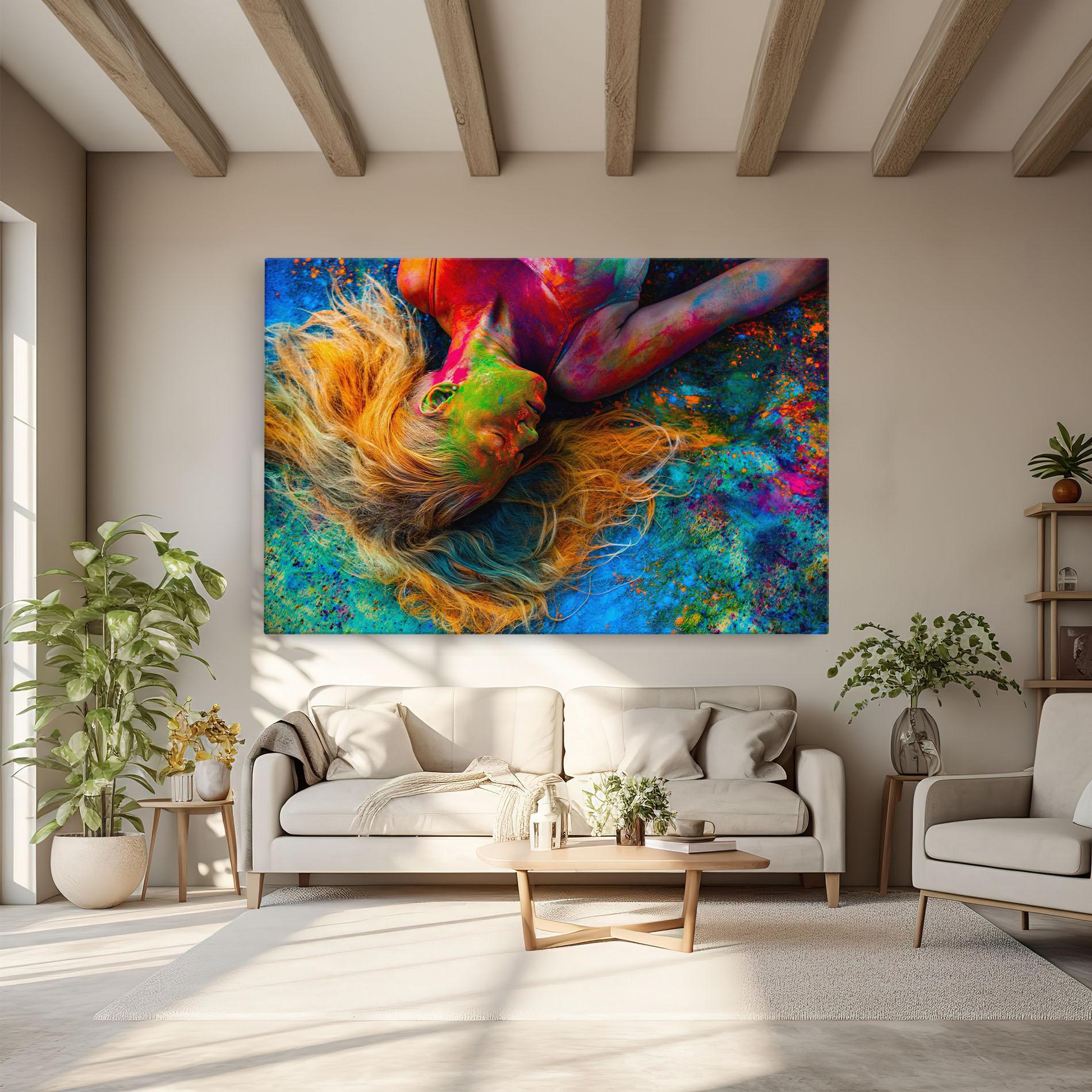 Tablou Canvas Powder Holi Woman mockup 6