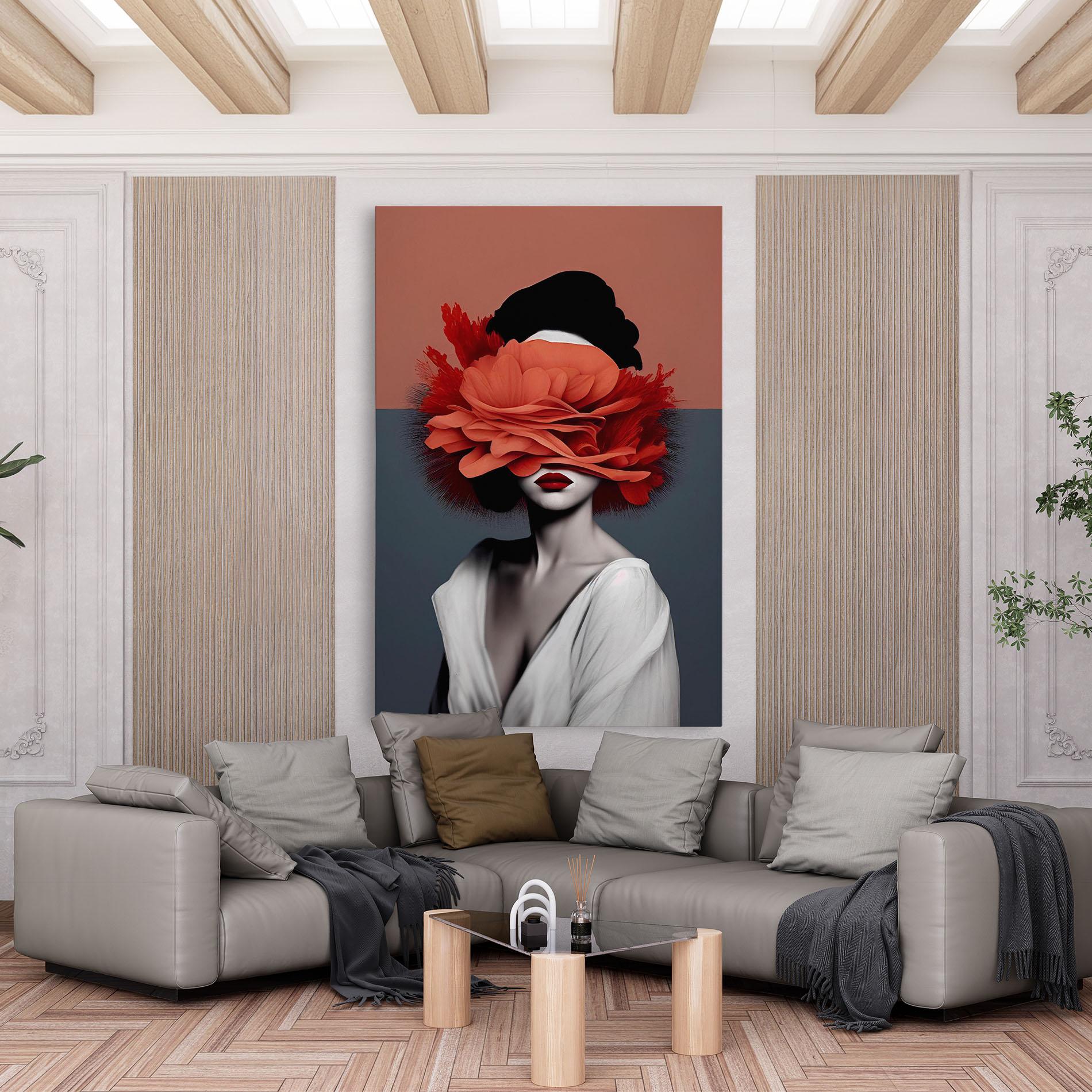 Tablou Canvas Red Flower Woman mockup 6