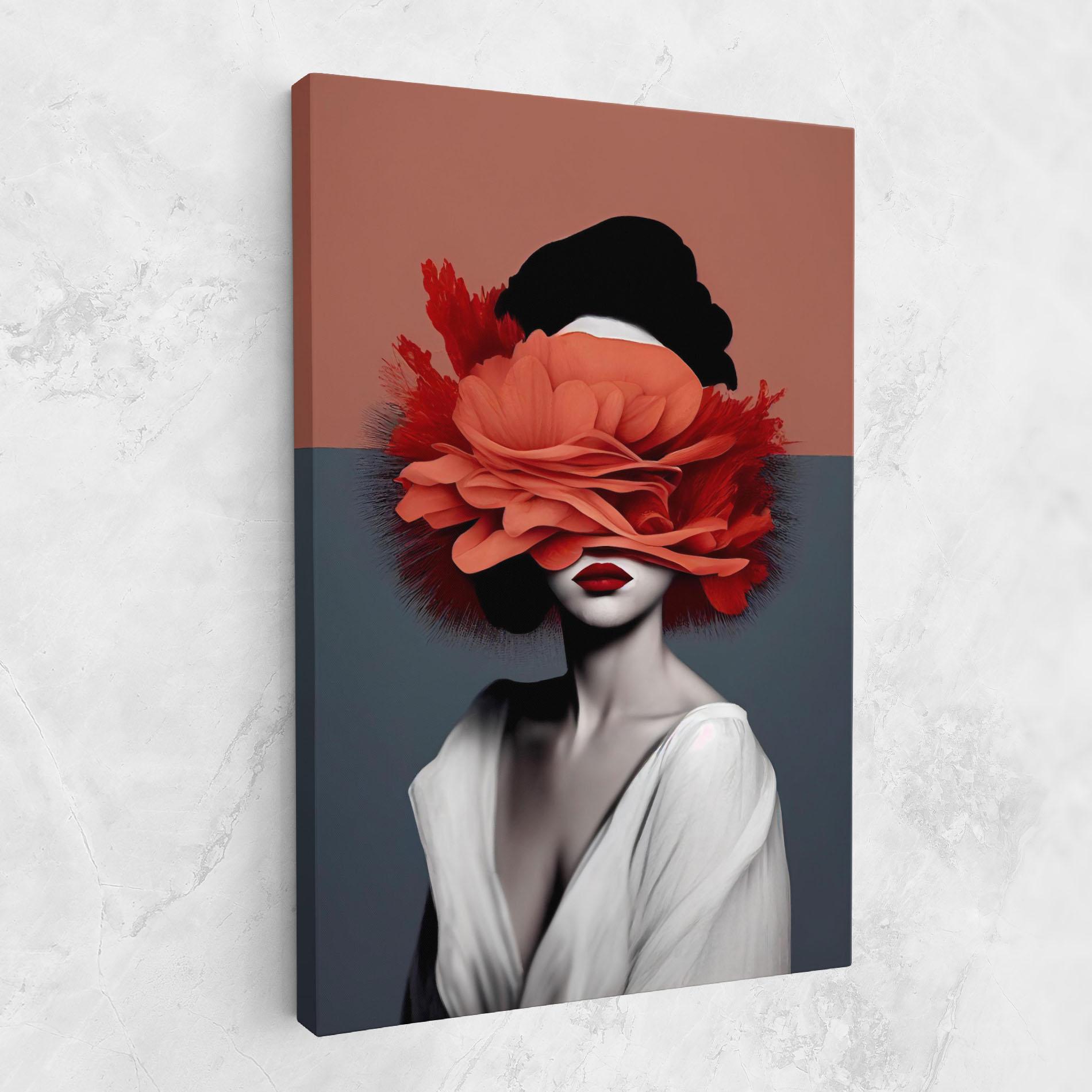 Tablou Canvas Red Flower Woman mockup 1