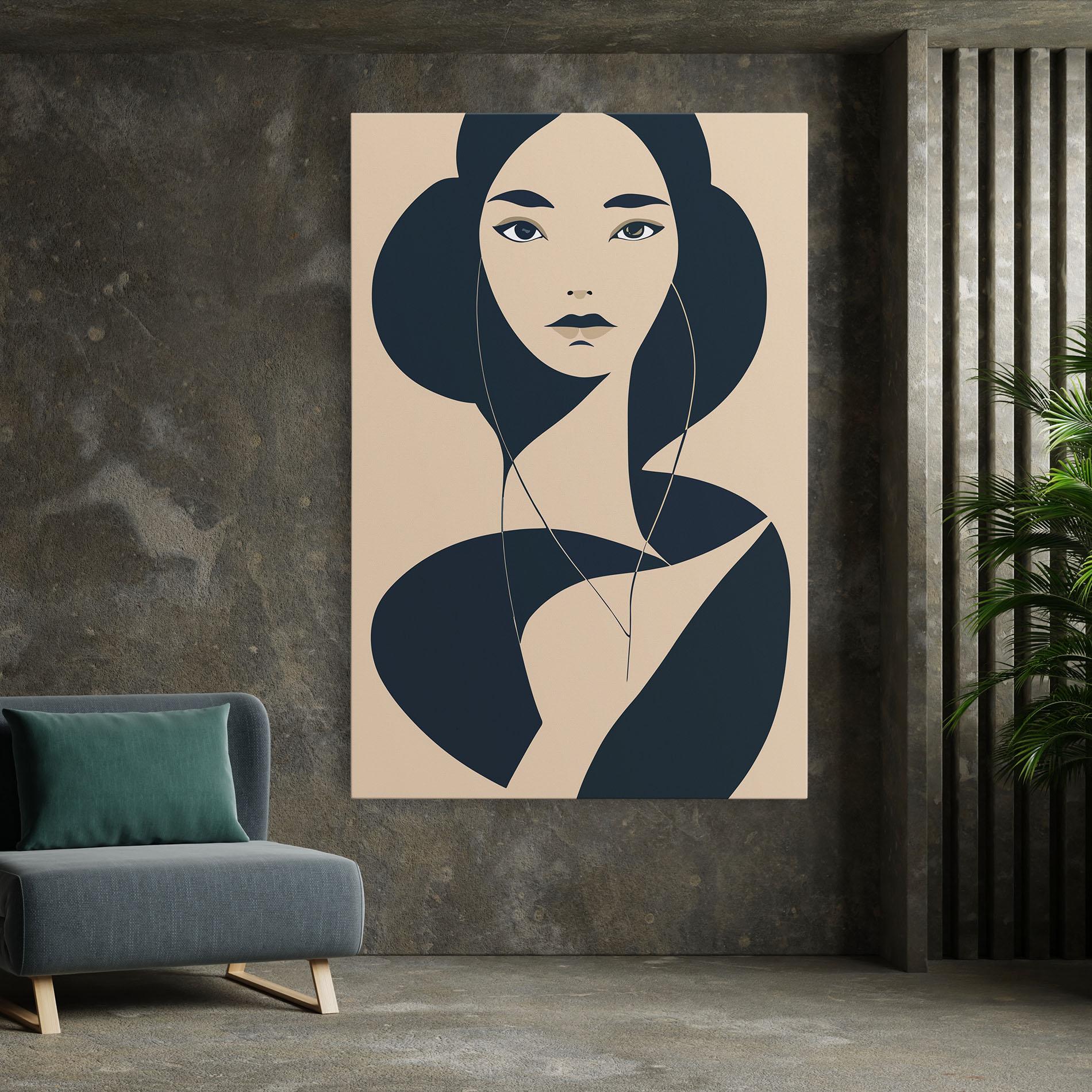 Tablou Canvas Cream Blue Woman mockup 7