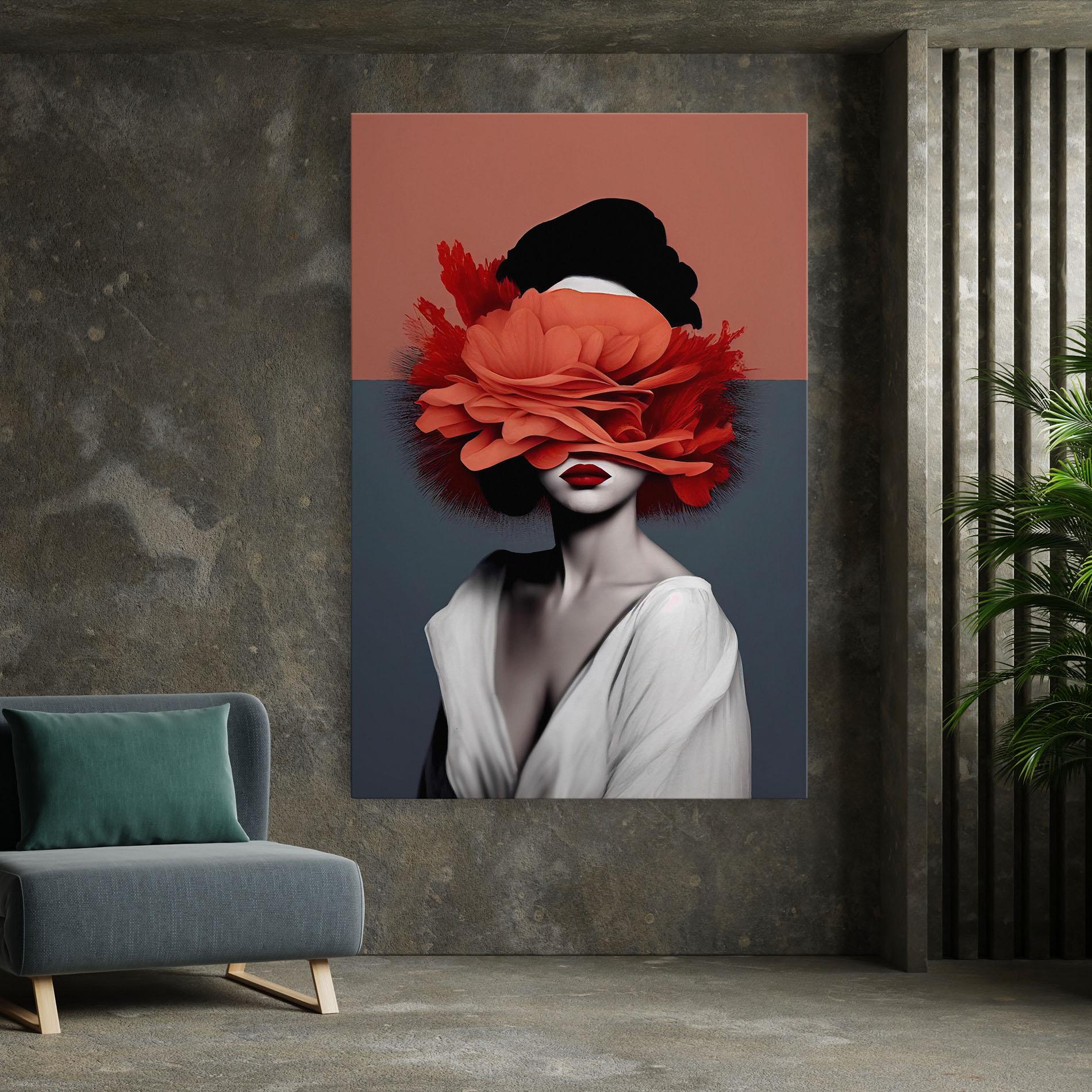 Tablou Canvas Red Flower Woman mockup 7
