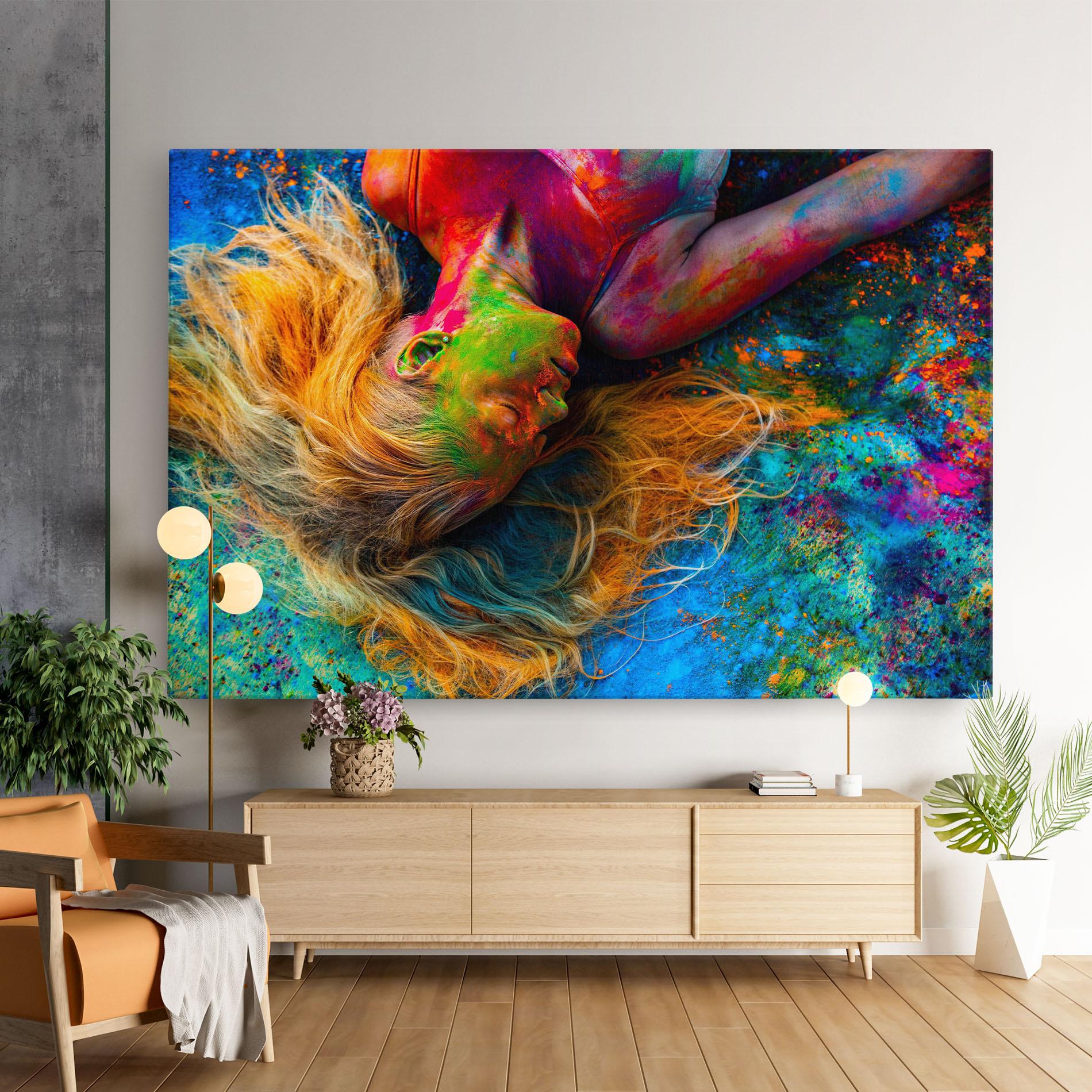 Tablou Canvas Powder Holi Woman mockup 9