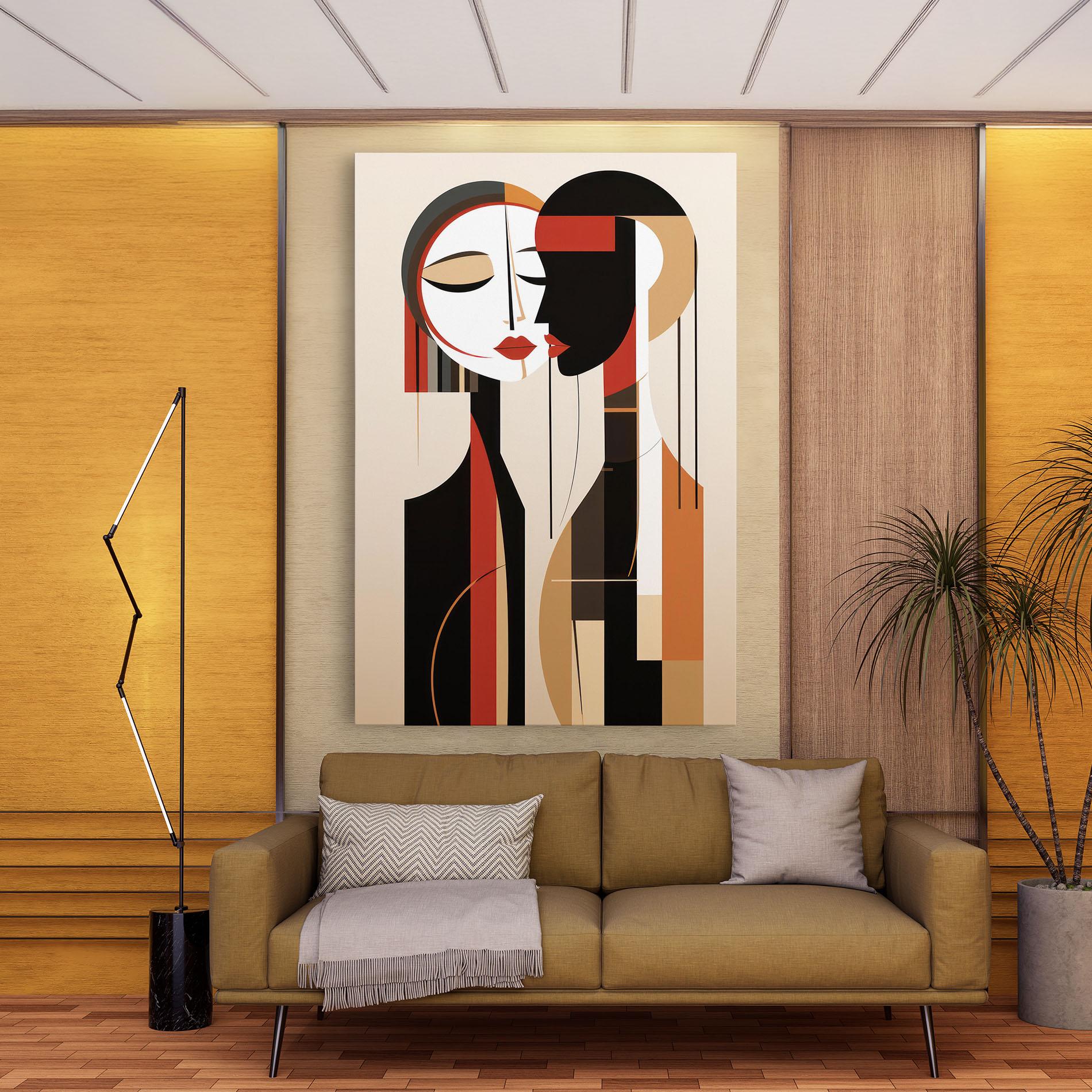 Tablou Canvas Abstract Couple Kissing mockup 9