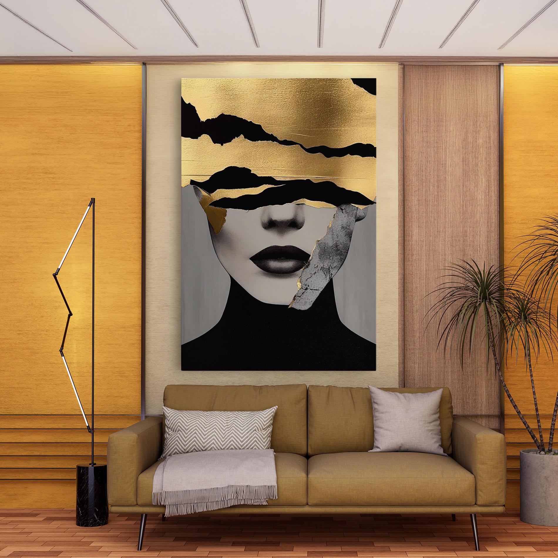 Tablou Canvas Modern Golden Paint mockup 9