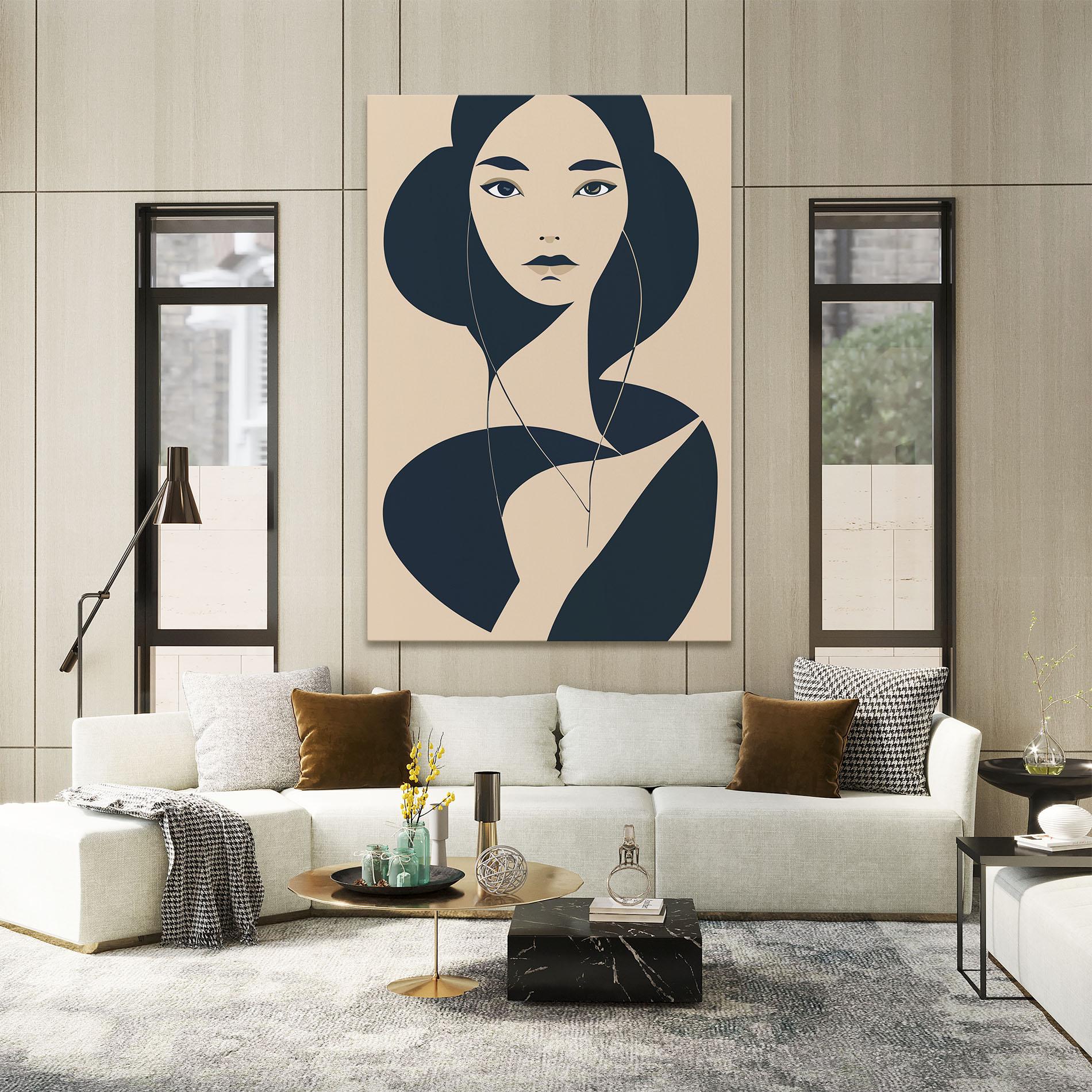 Tablou Canvas Cream Blue Woman mockup 2