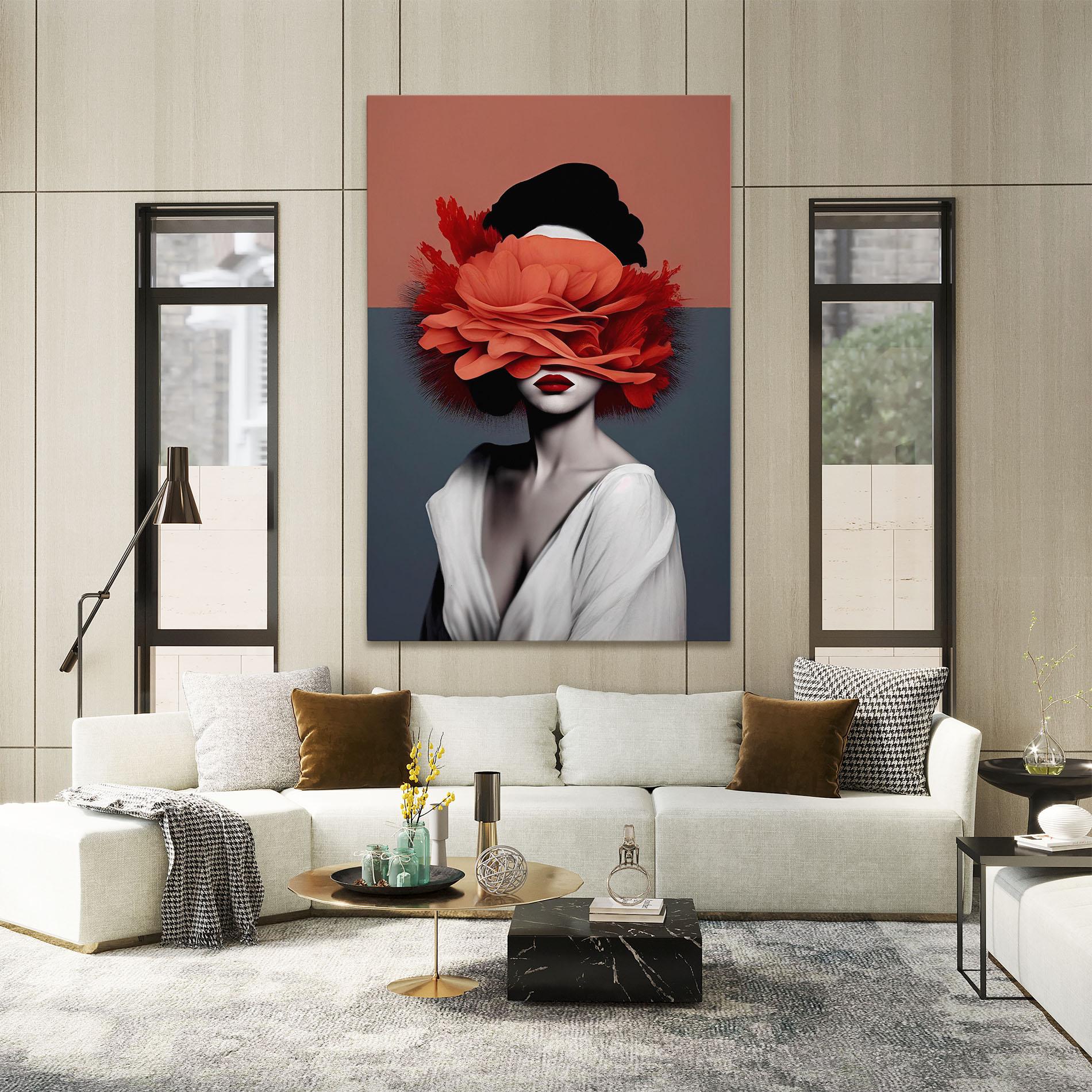 Tablou Canvas Red Flower Woman mockup 2