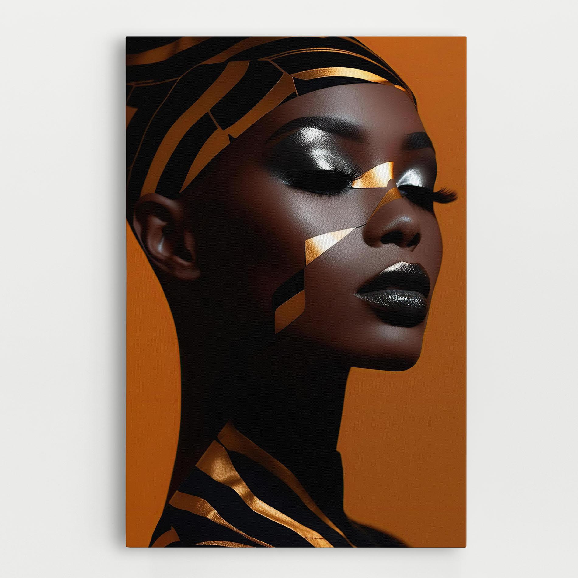 Tablou Canvas African Woman On Orange mockup 0