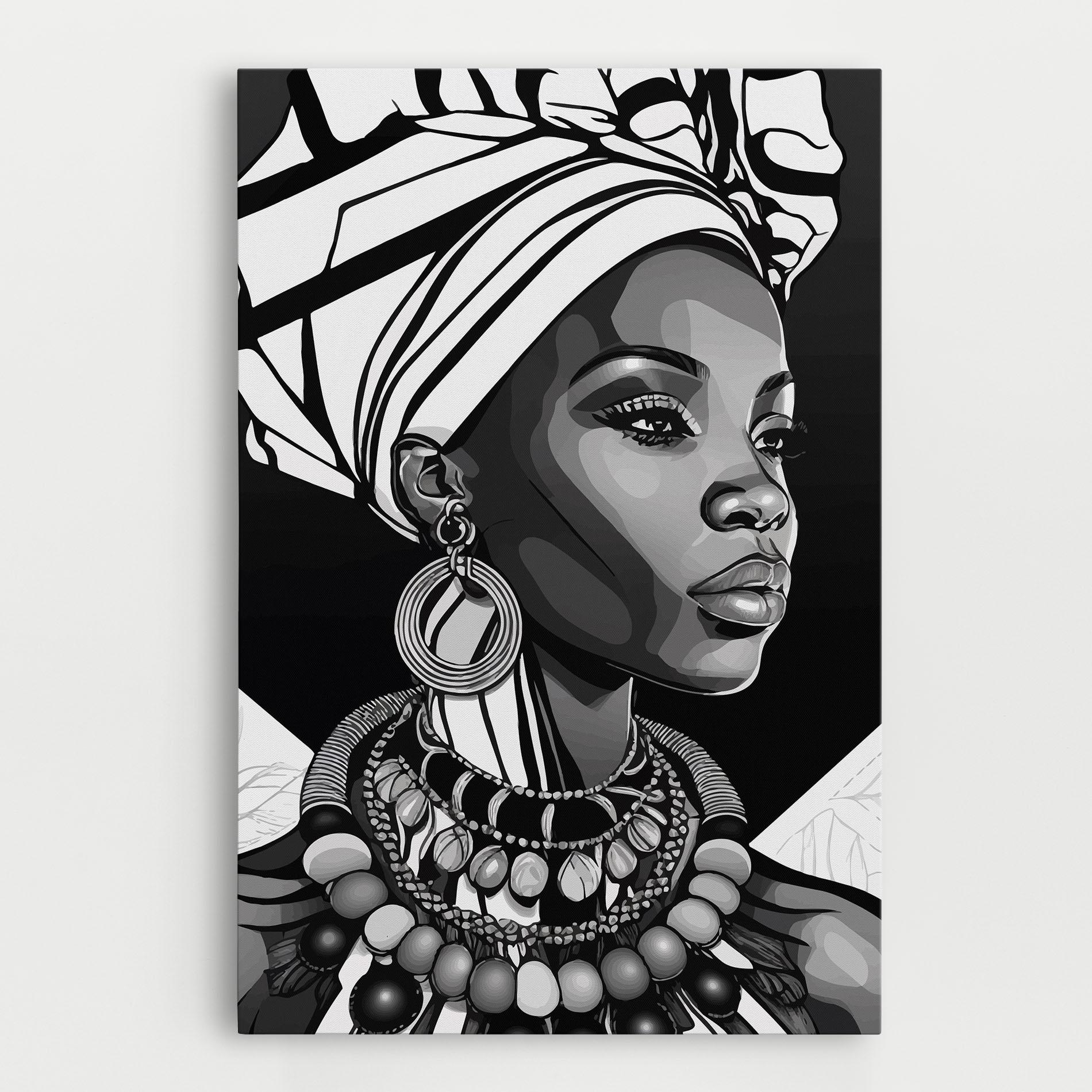 Tablou Canvas Black White African mockup 0