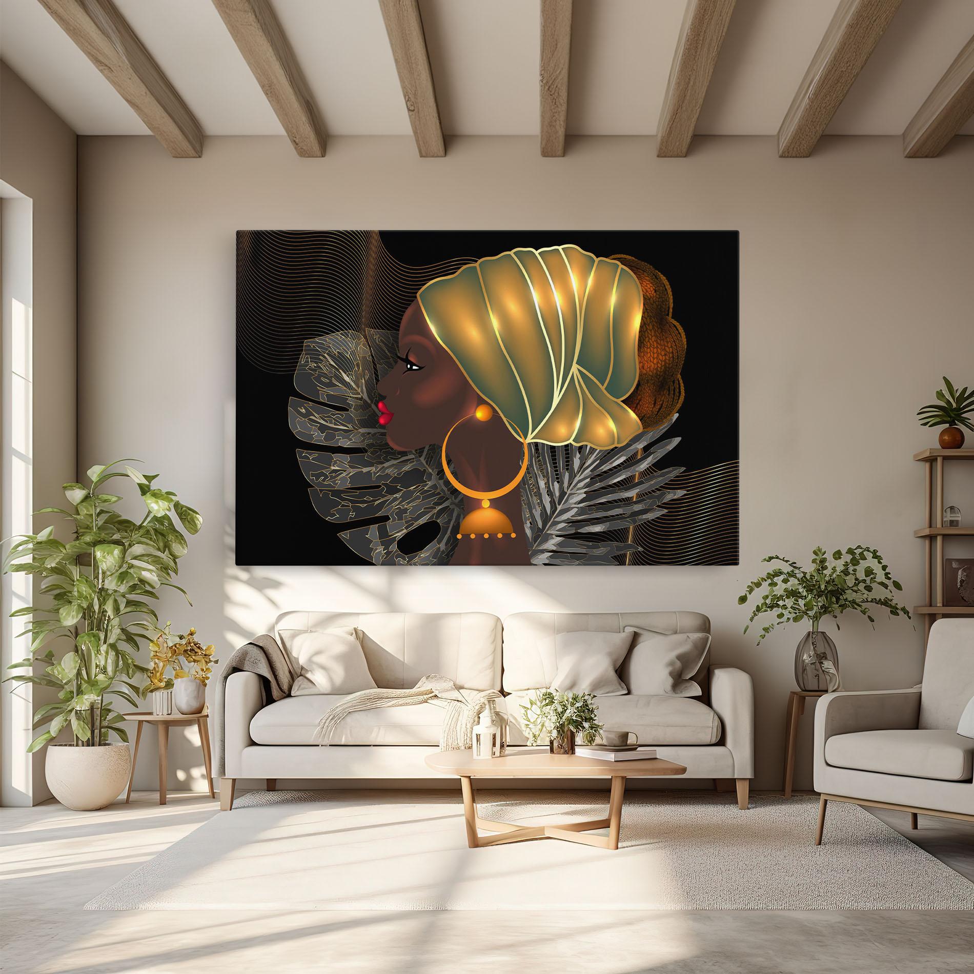 Tablou Canvas African Gold Leaf mockup 6