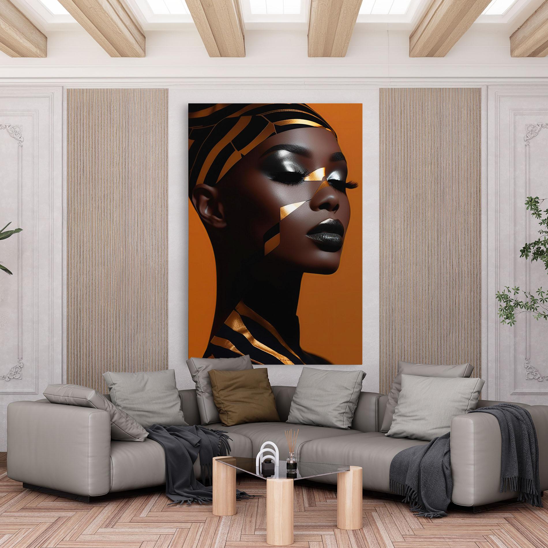 Tablou Canvas African Woman On Orange mockup 6
