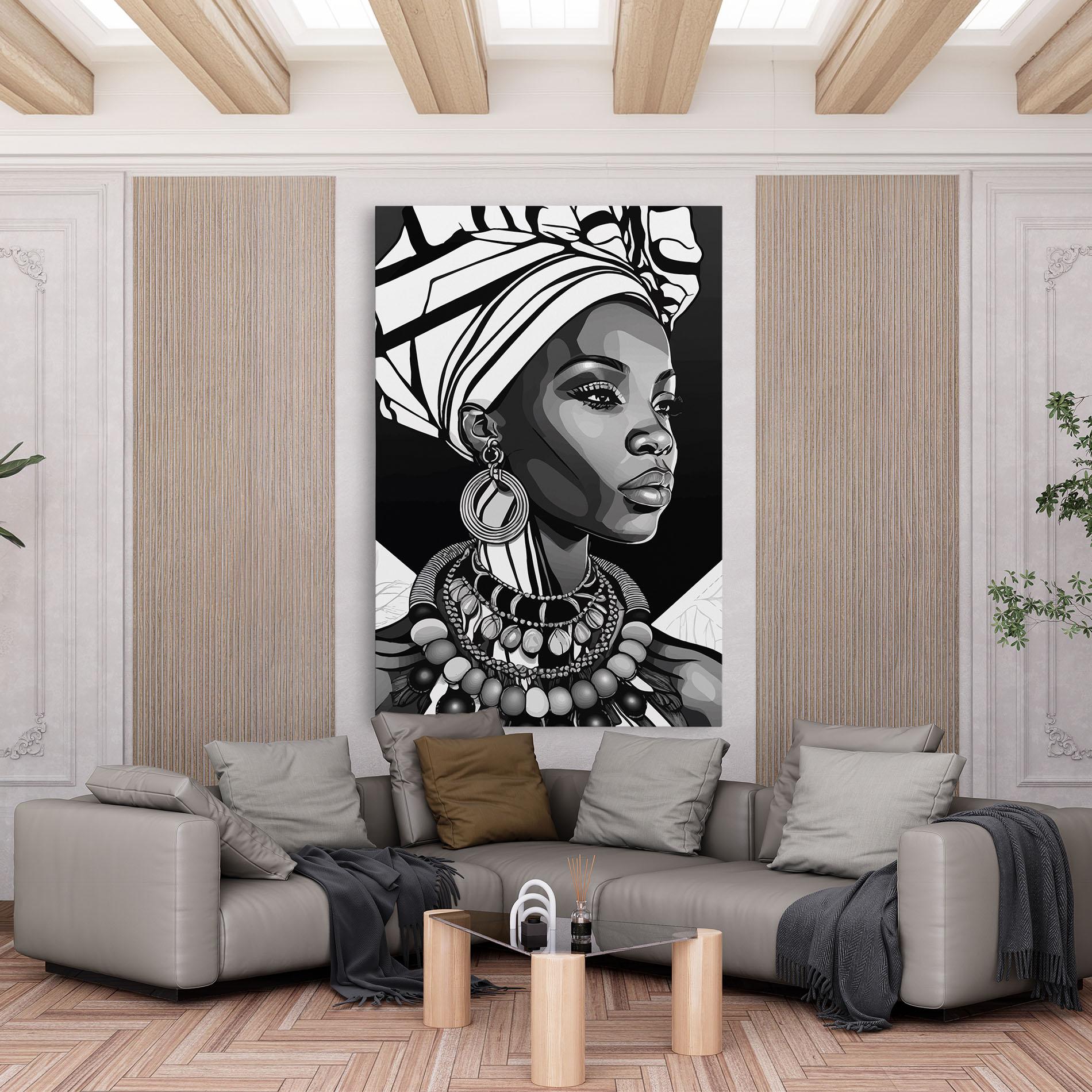 Tablou Canvas Black White African mockup 6