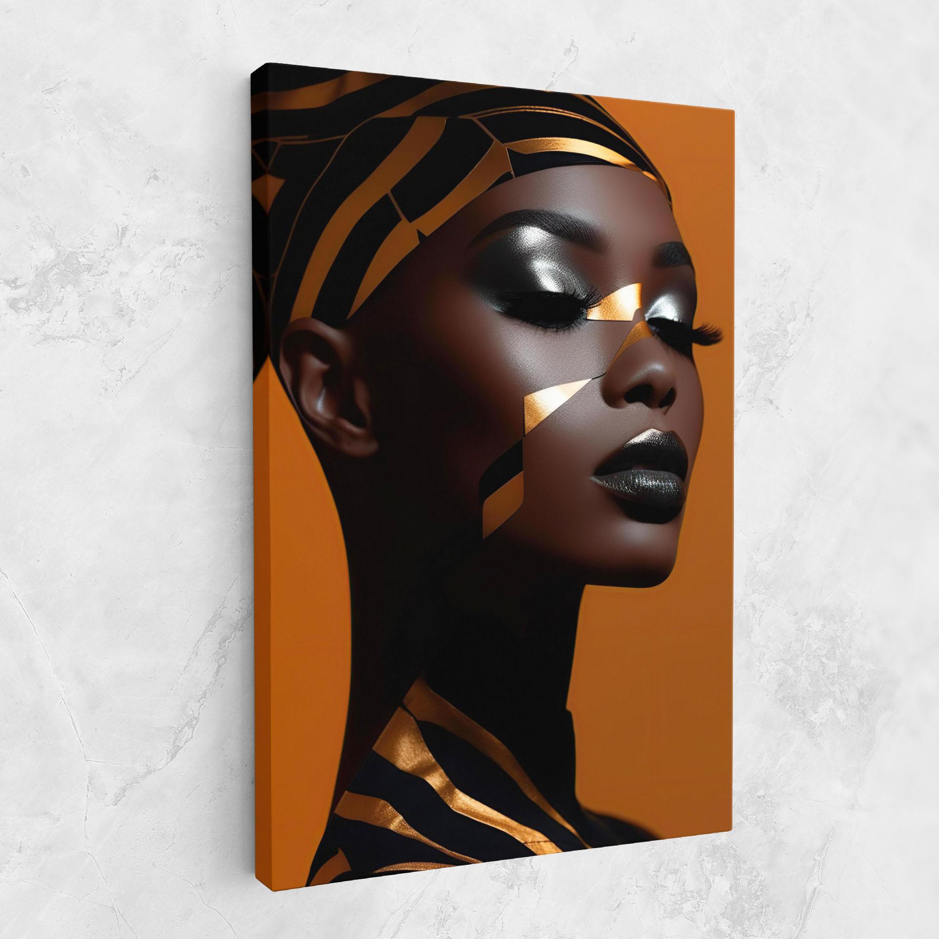 Tablou Canvas African Woman On Orange mockup 1