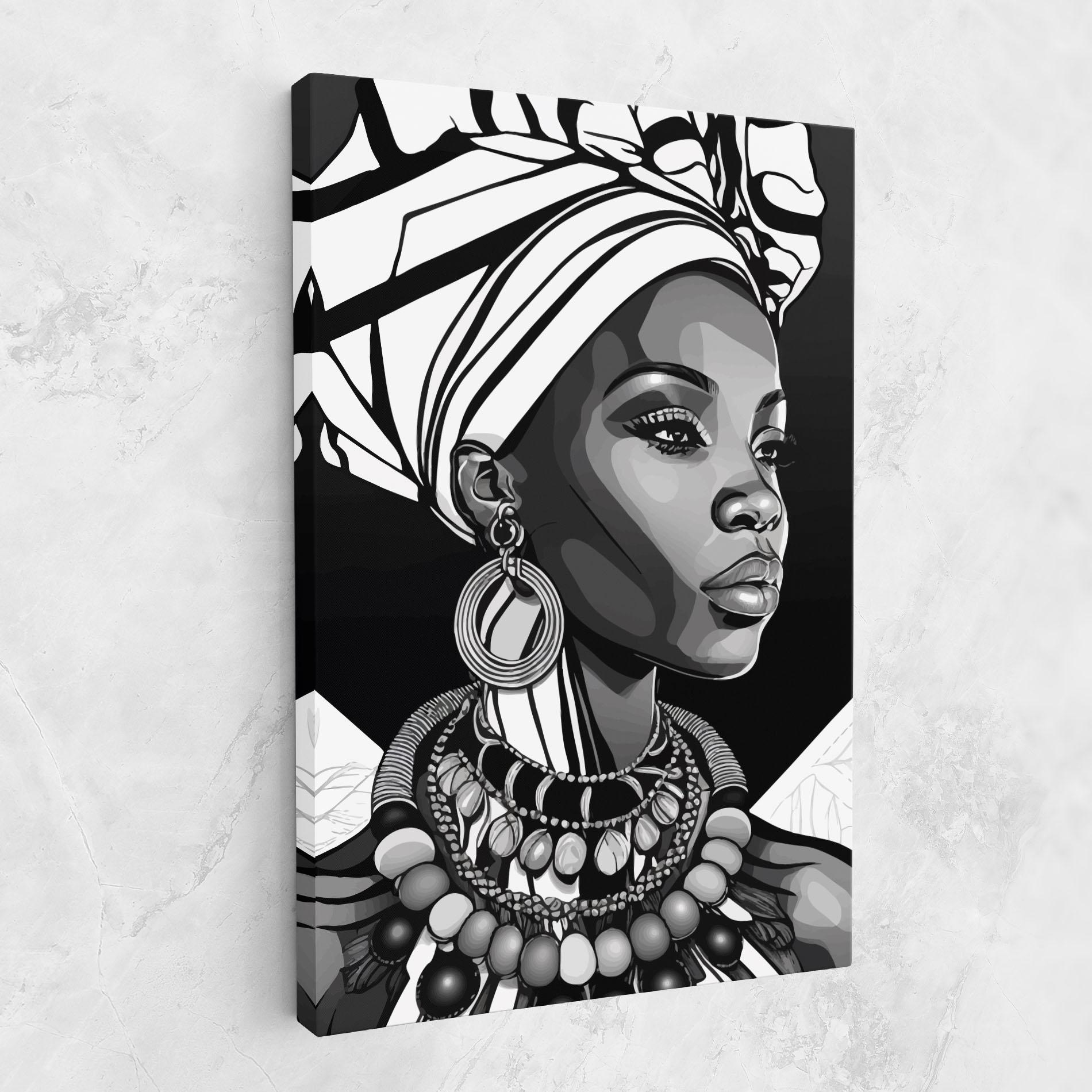 Tablou Canvas Black White African mockup 1