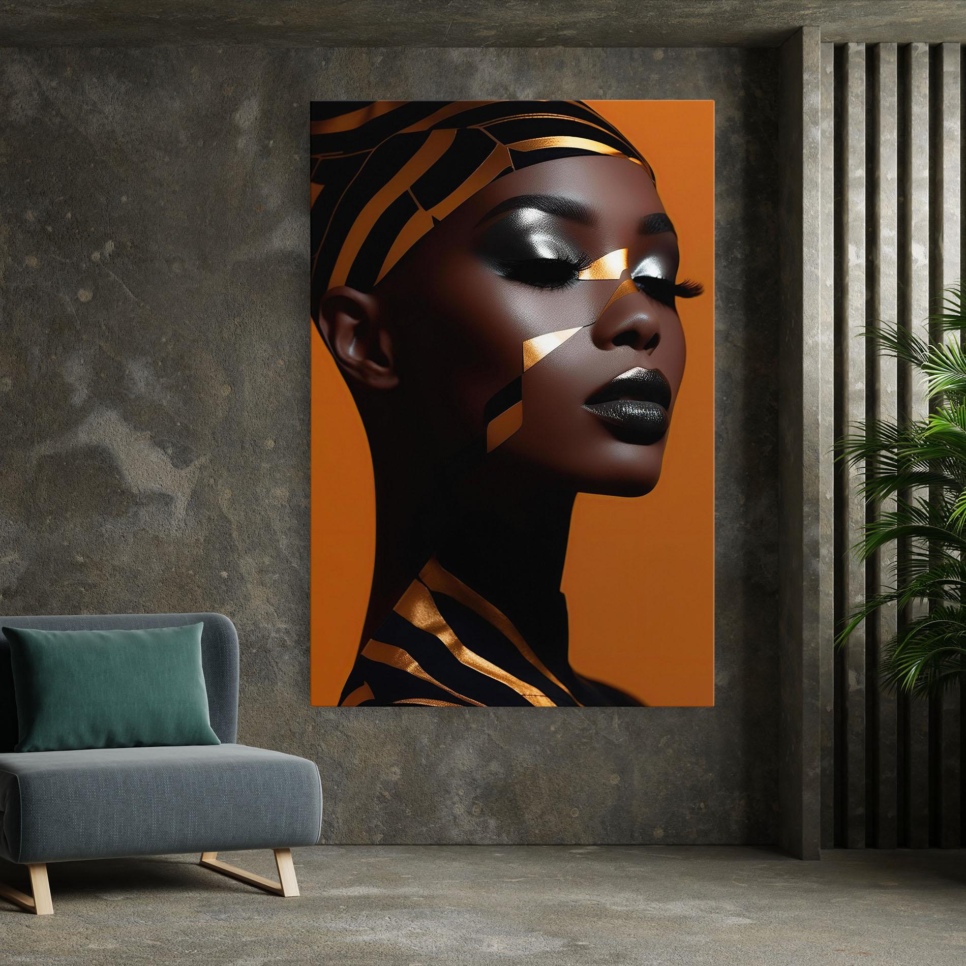 Tablou Canvas African Woman On Orange mockup 7