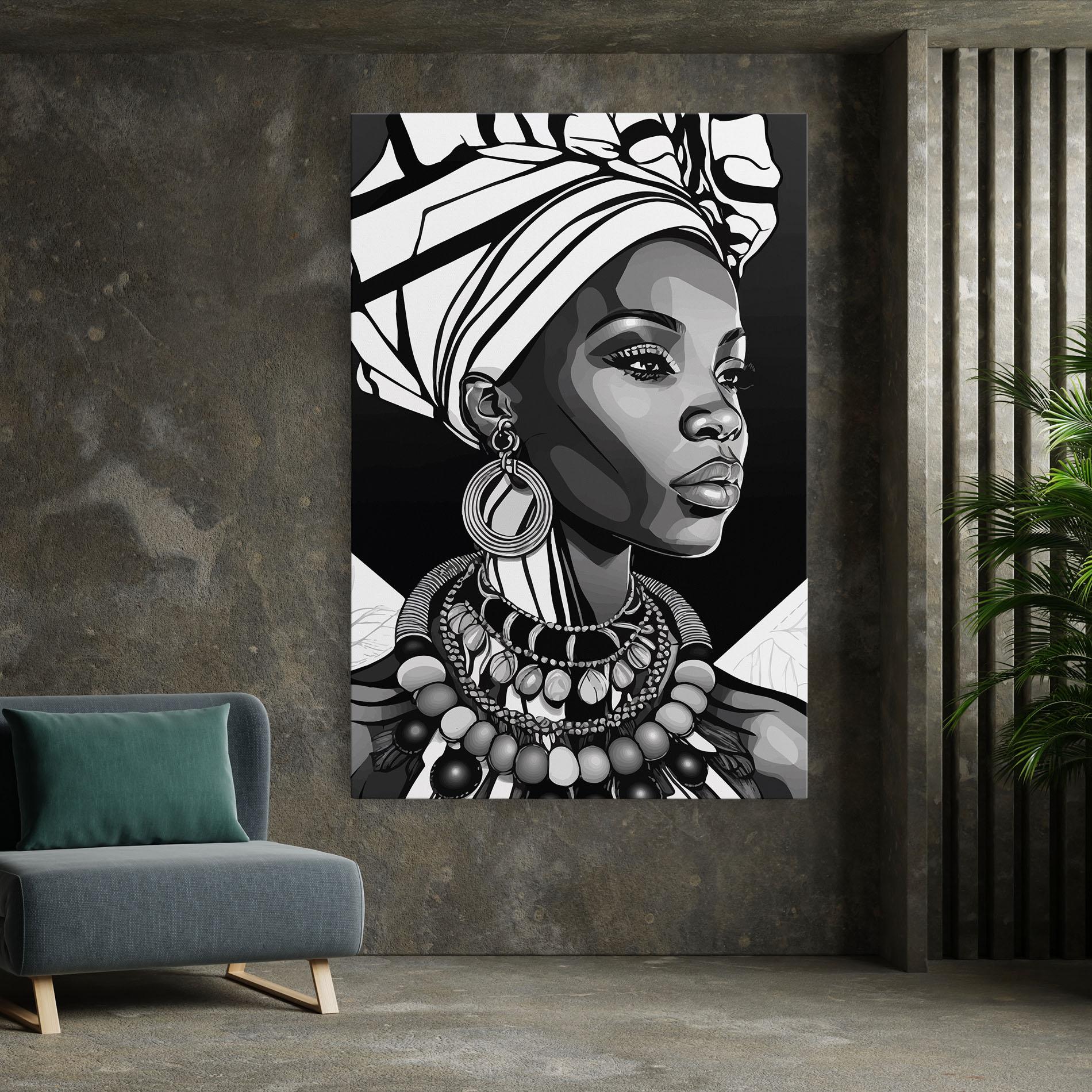 Tablou Canvas Black White African mockup 7