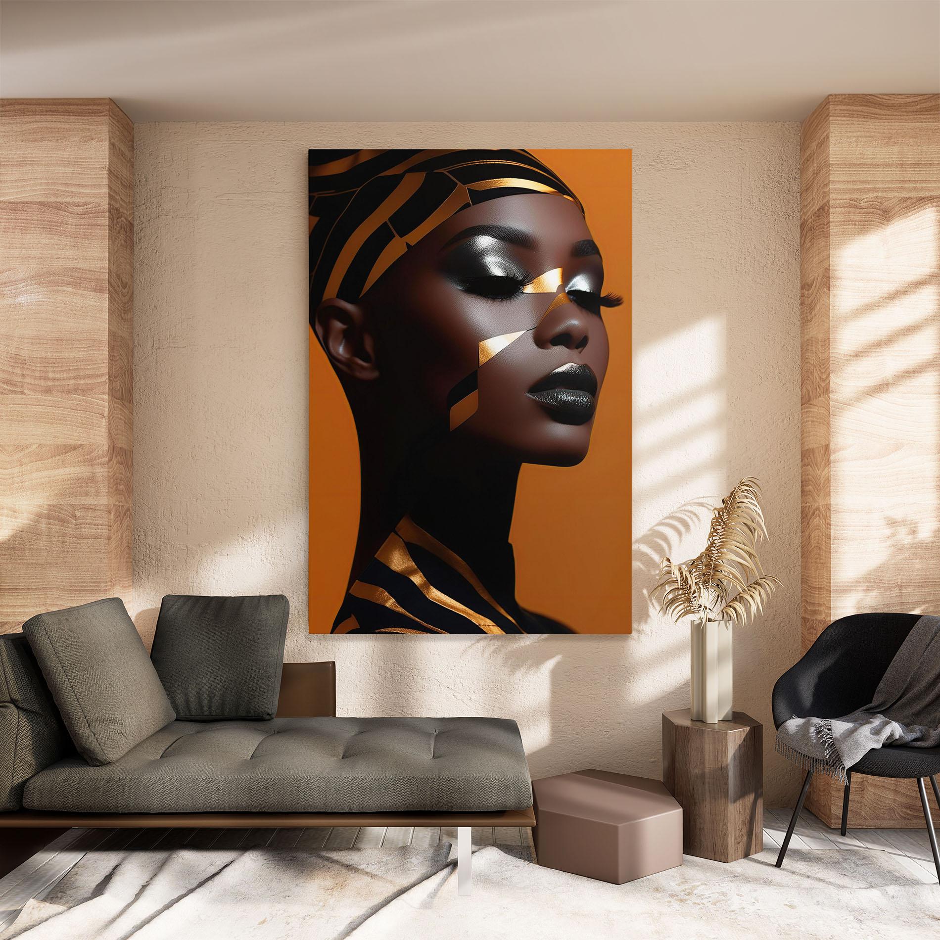 Tablou Canvas African Woman On Orange mockup 8