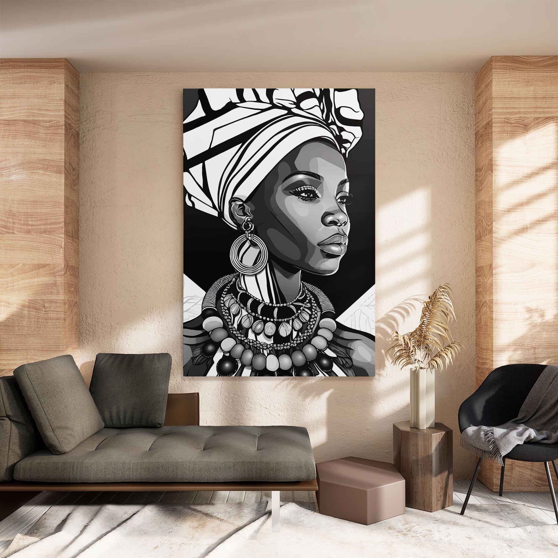 Tablou Canvas Black White African mockup 8