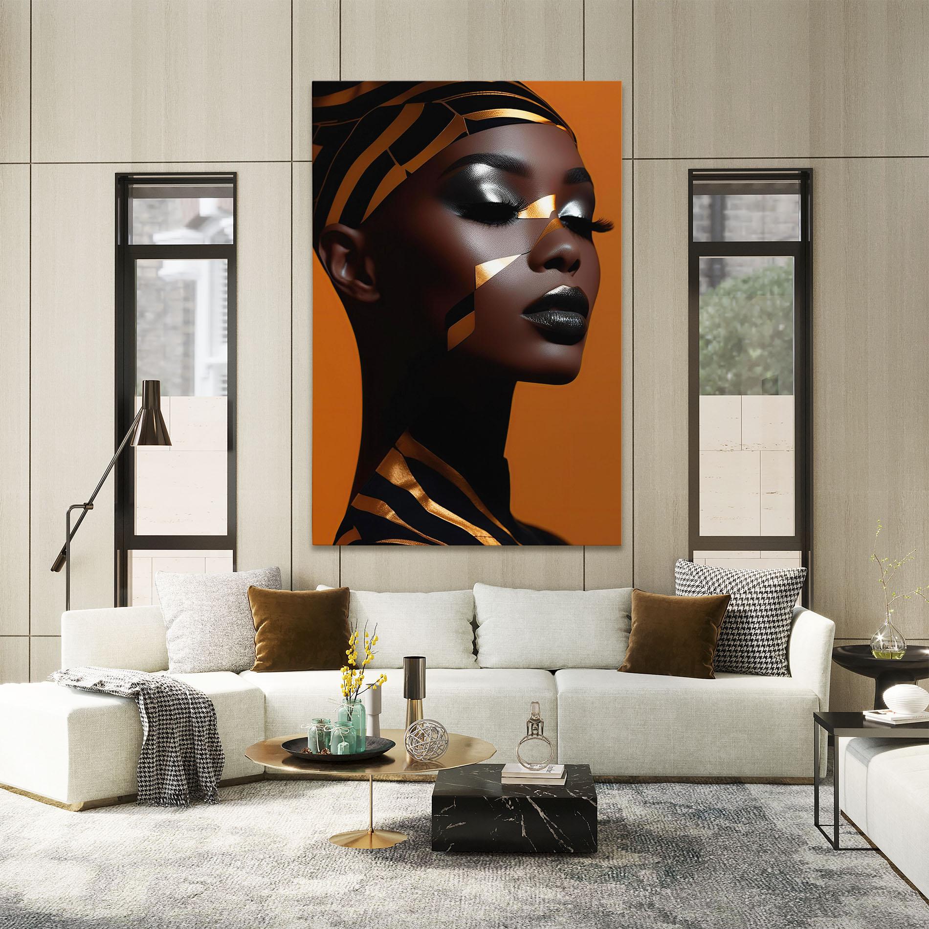 Tablou Canvas African Woman On Orange mockup 2