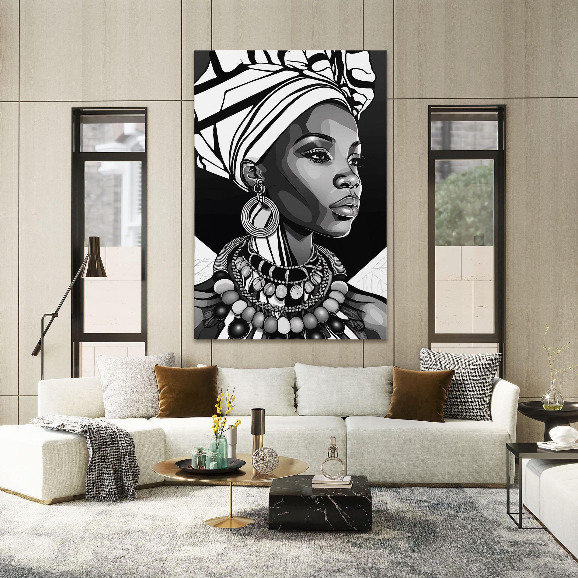 Tablou Canvas Black White African mockup 2