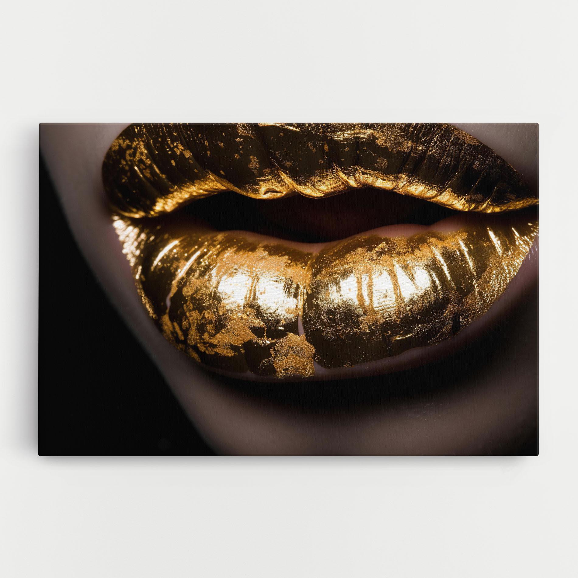 Tablou Canvas Big Gold Lips mockup 0
