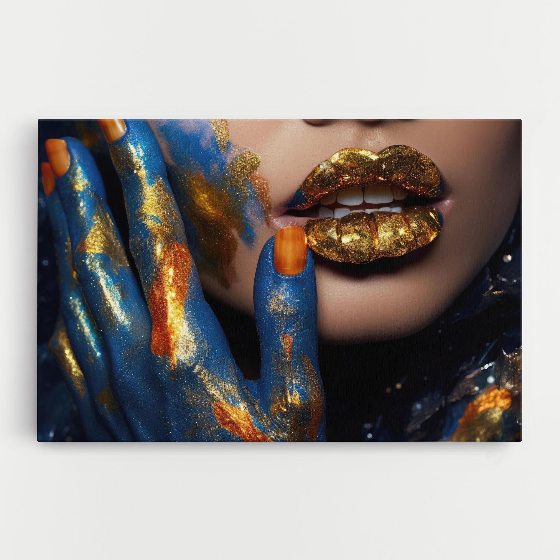Tablou Canvas Blue Hand Lips mockup 0